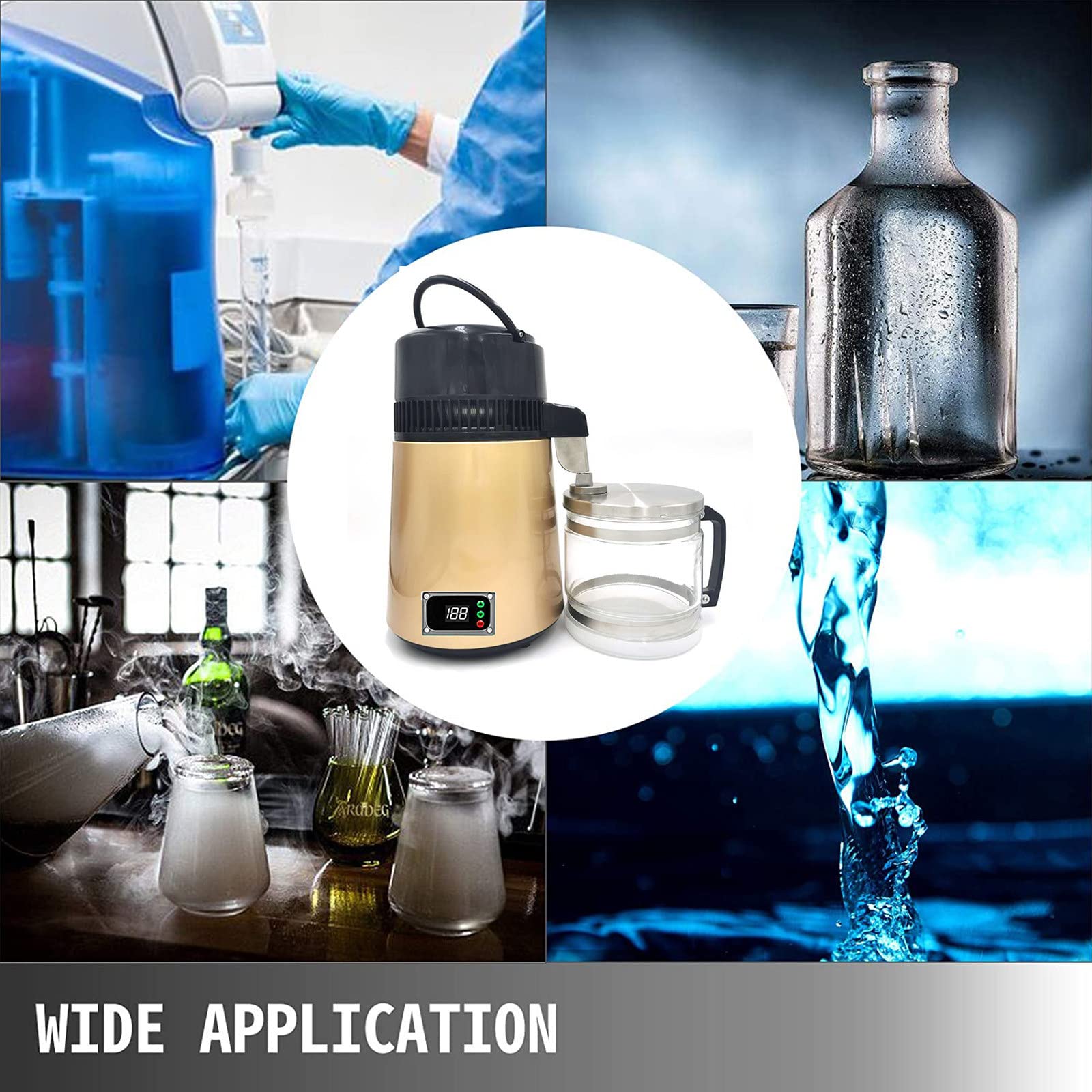 XYEJL 4L Stainless Steel Water Distiller Machine - 750W Countertop Water Purification System with Glass Collection Bottle for Home & Office Use | Perfect for Drinking, Cooking, and Emergency Preparedness