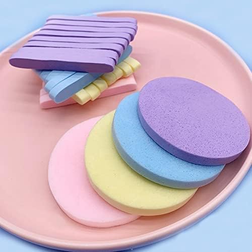 Soft Puff Cleaning Wash Sponge - 12 Pack Face Cleansing Pads for Gentle Exfoliation, Yellow, 30g | Perfect for Daily Skincare & Makeup Removal