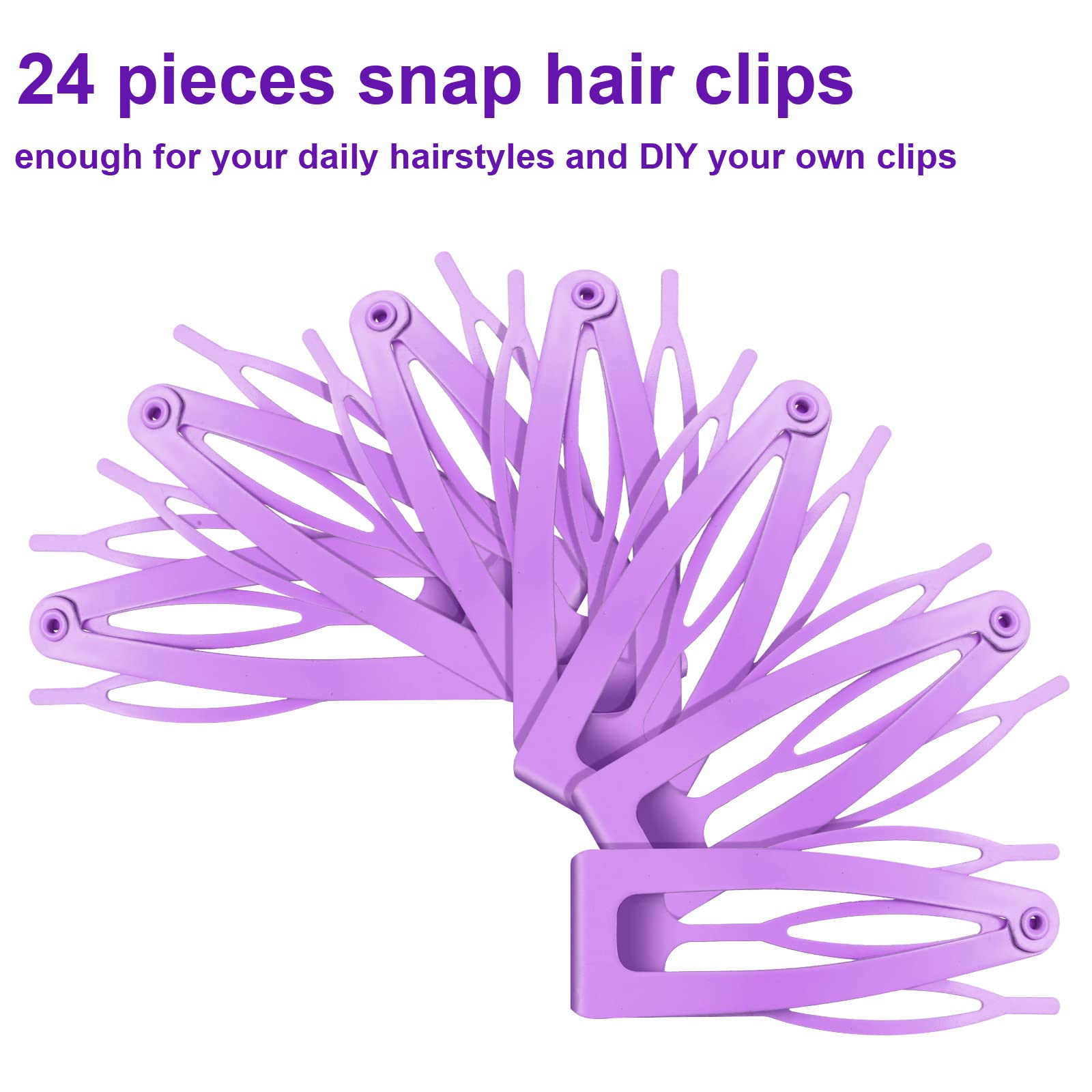 Chinco 24 Pcs Double Grip Hair Clips - Metal Snap Barrettes for Women, Professional Salon Hair Styling Supplies (Light Purple, 2 Inch) - Perfect for Updos, Braiding & Hair Extensions
