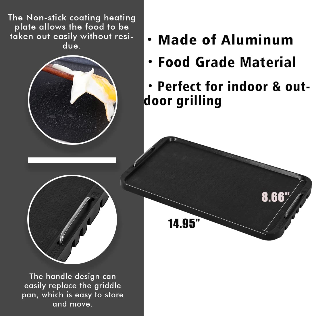 CUSIMAX 1500W Electric Smokeless Indoor Grill with Tempered Glass Lid - Nonstick Flat Top Griddle & Pancake Maker, Dishwasher Safe, Blue - Perfect for Healthy Cooking, Breakfast, Burgers & Family BBQs