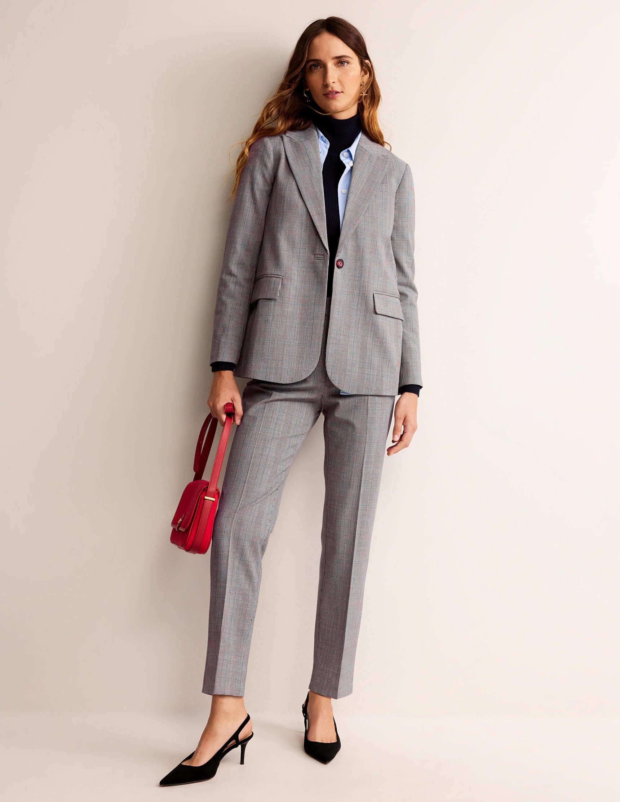Stylish Bloomsbury Wool Blazer in Grey Check Pattern - Perfect for Office Wear & Business Casual Outfits