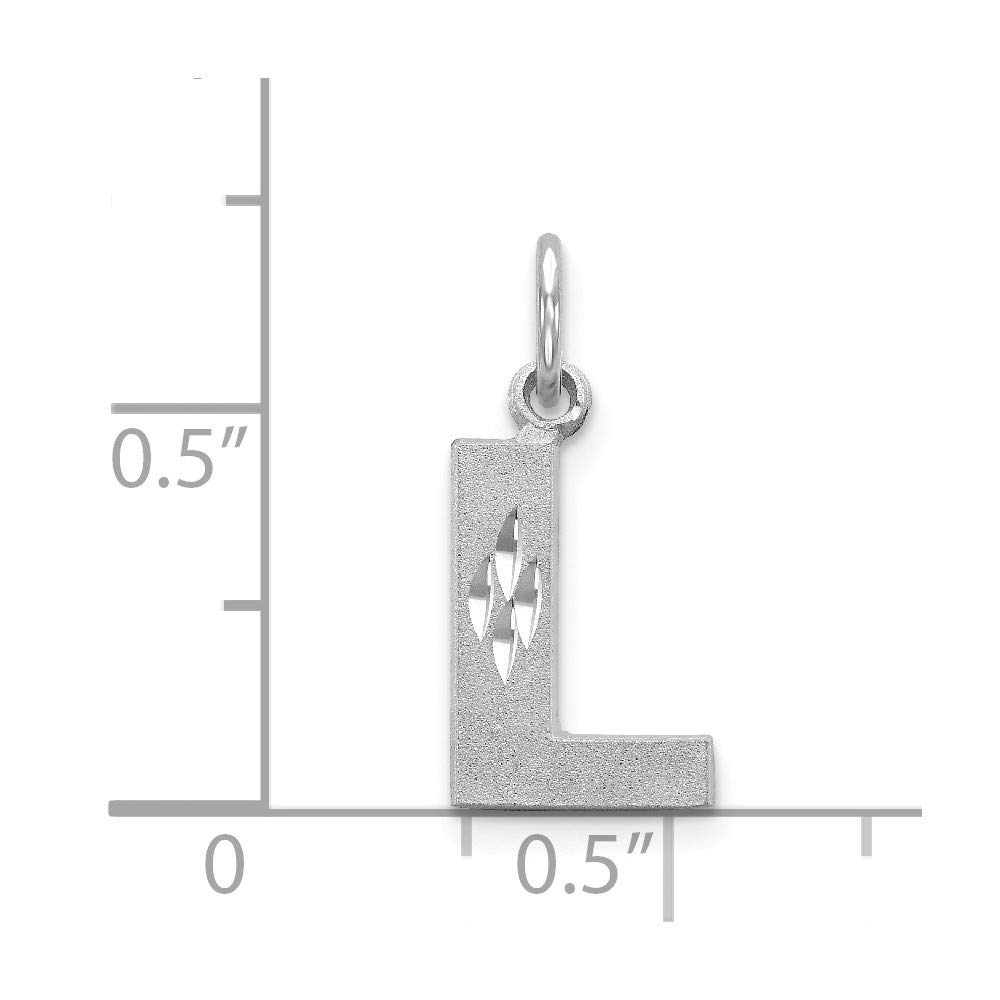 14K White Gold Solid Satin Diamond-Cut Initial Letter L Charm Pendant - Roy Rose Jewelry - Perfect for Gifts, Engagements & Everyday Elegance