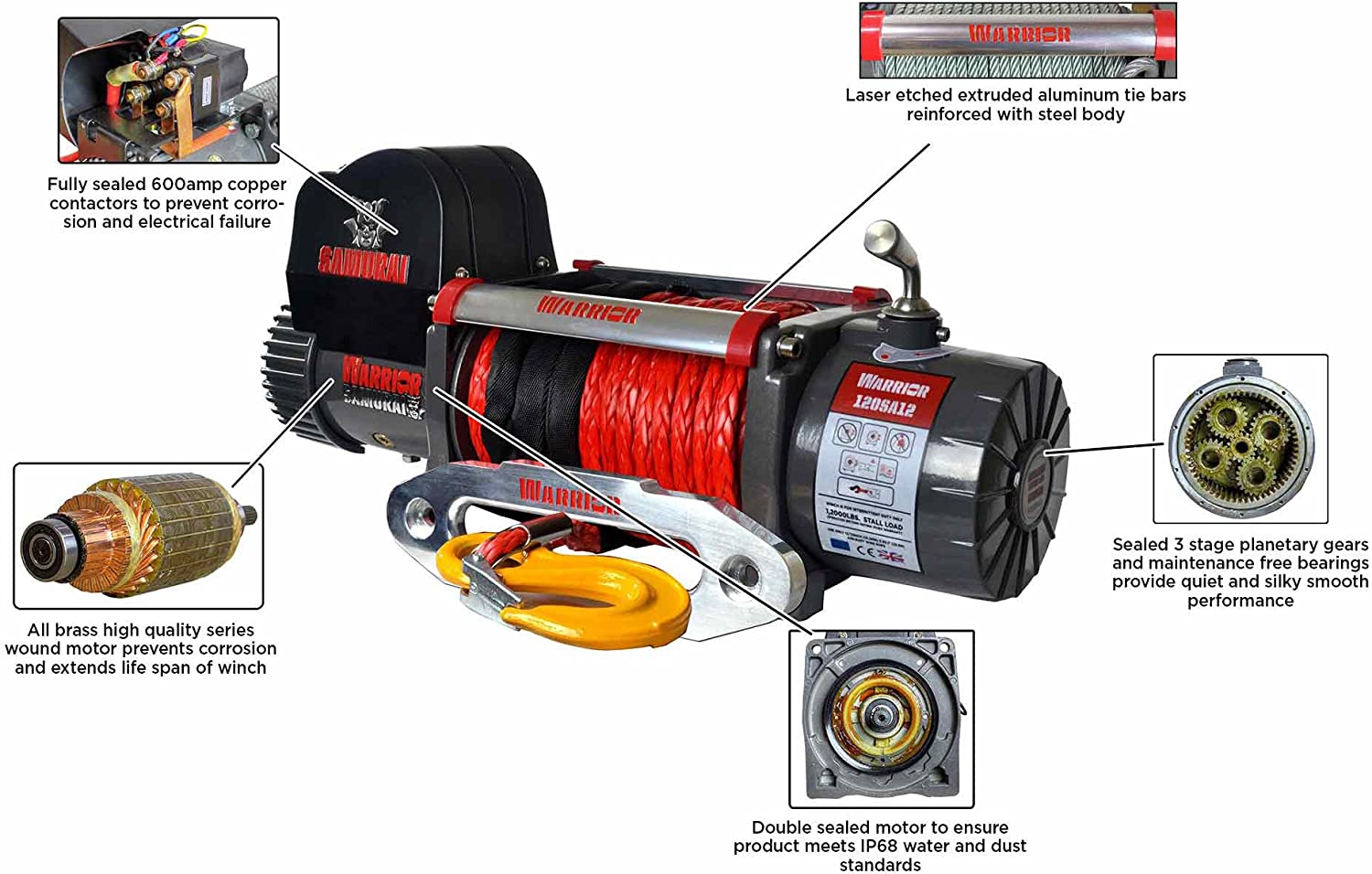 DK2 8000 SR 8000 lbs Capacity Electric Winch - Heavy Duty Synthetic Rope for Off-Roading, Towing & Recovery | Spartan Warrior Series for Trucks, Jeeps & ATVs
