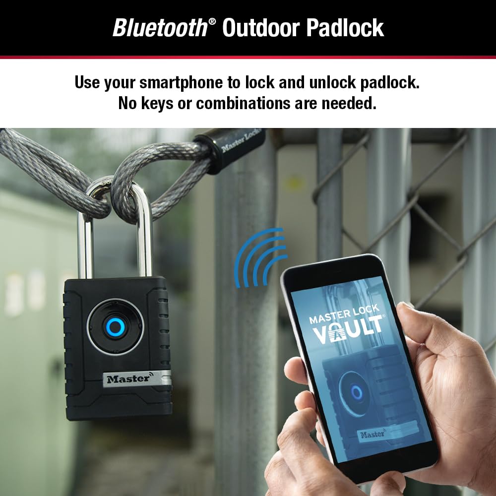 Master Lock 4401LHEC Bluetooth Smart Padlock with Keypad - 2-7/32