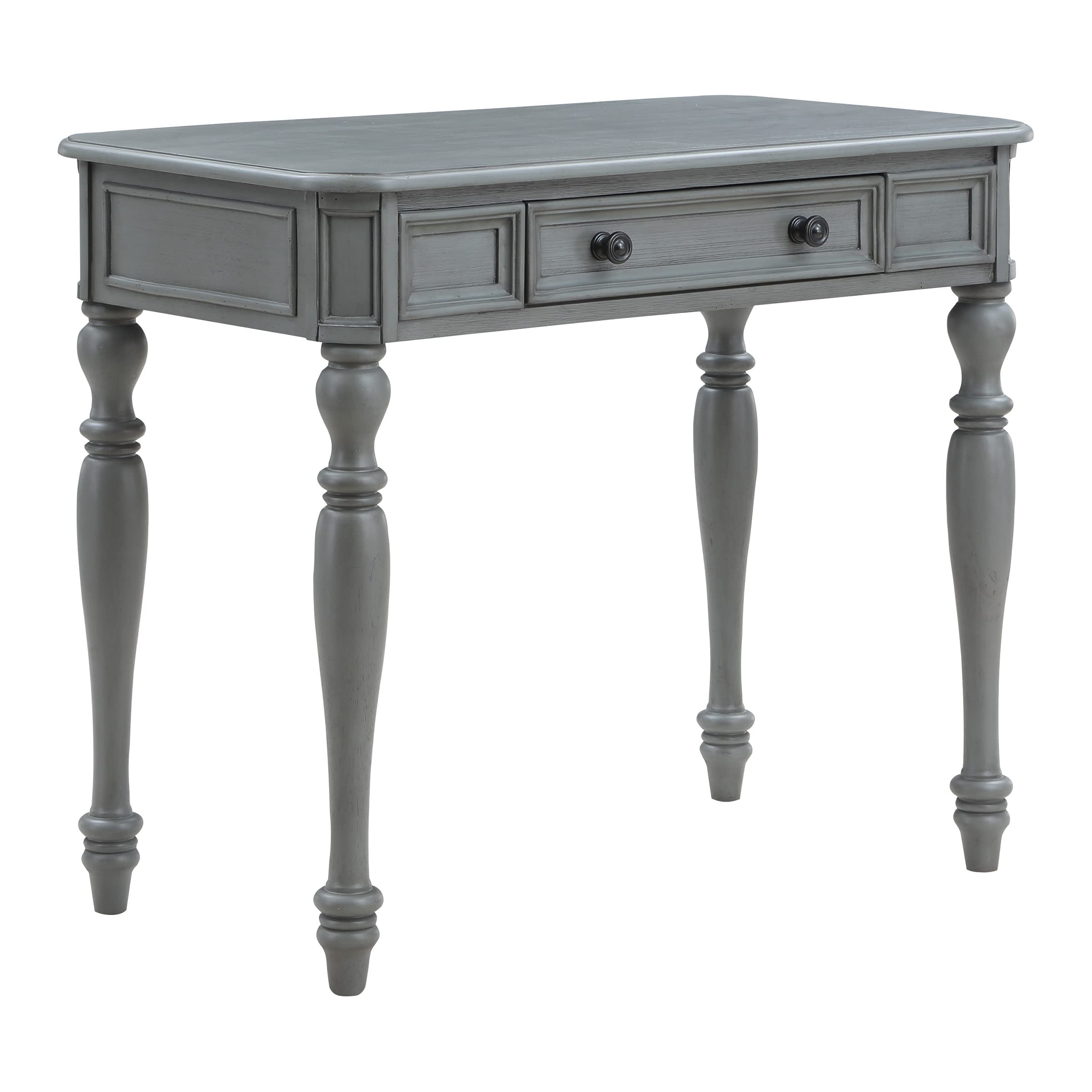 OSP Home Furnishings 36 Inch Country Meadows Writing Desk with Drawer in Plantation Grey - Perfect for Home Office, Study Room & Small Spaces