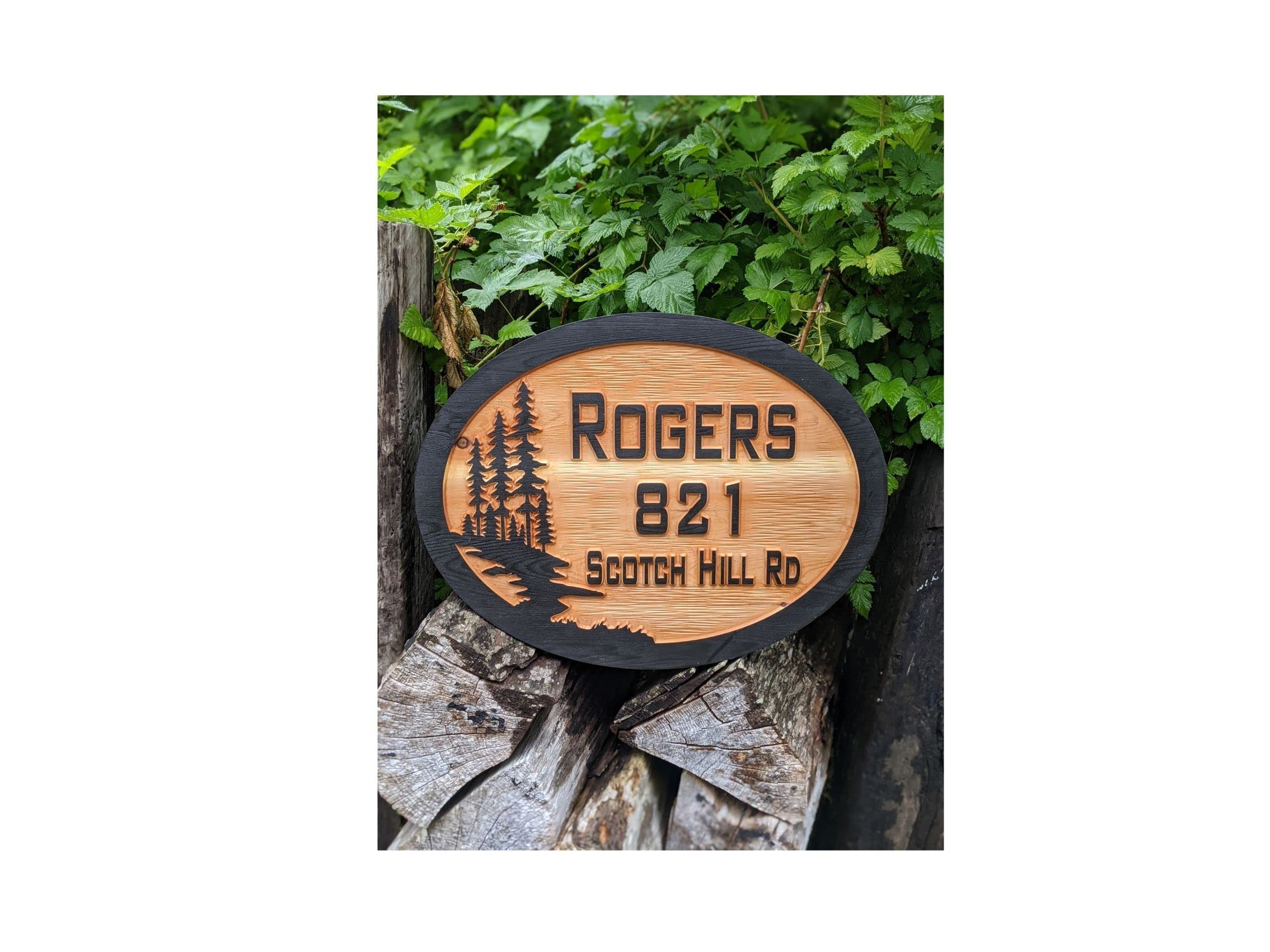Personalized Oak Tree Wooden Address Plaque - 17