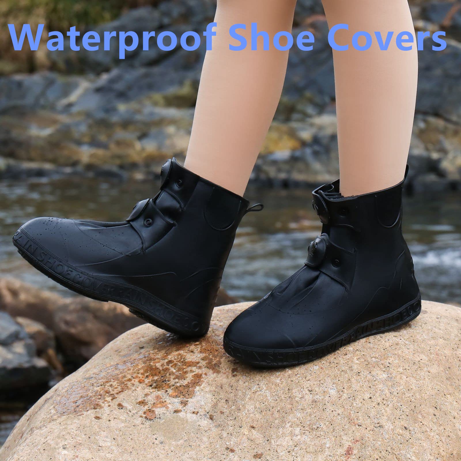 Waterproof Reusable Non-Slip Silicone Shoe Covers for Men & Women - Durable Rain Boot Protectors for Walking, Hiking & Outdoor Activities