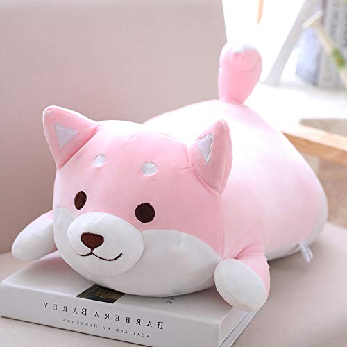 Shiba Inu & Corgi Plush Dog Pillow - Ultra Soft Stuffed Animal Toy for Valentine's Day, Christmas & Birthday Gifts - Cute Home Decor for Bed, Sofa & Chair (Pink Round Eyes, 21.3 Inch) - Perfect for Cuddling, Nursery Decor & Anime Lover Gifts