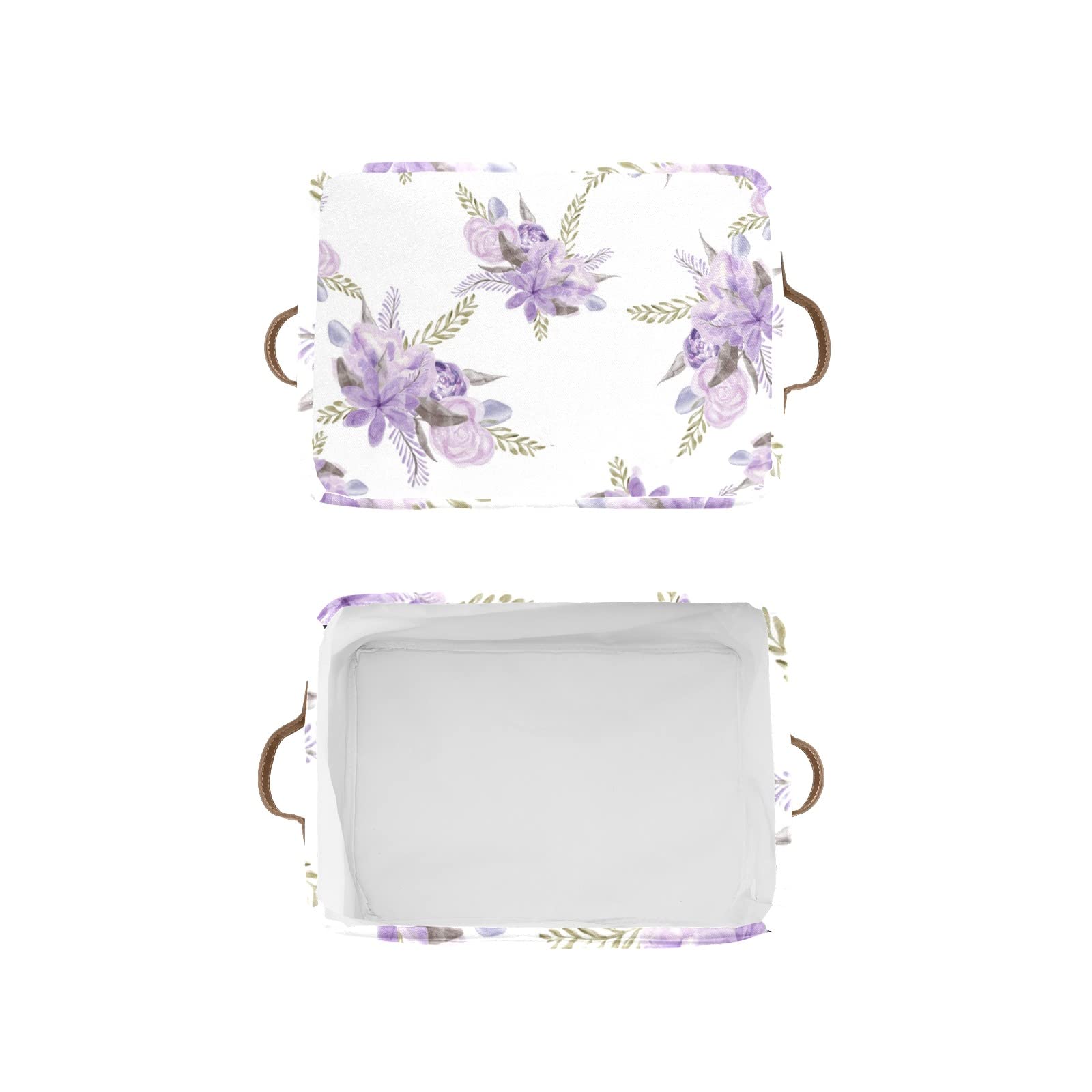 Personalized Custom Name Storage Baskets - Purple Flower Design, 4-Pack with Handles | Perfect for Home Organization, Dog Toy Storage & Family Cloth Bins | Great for Bedroom, Nursery & Laundry Room