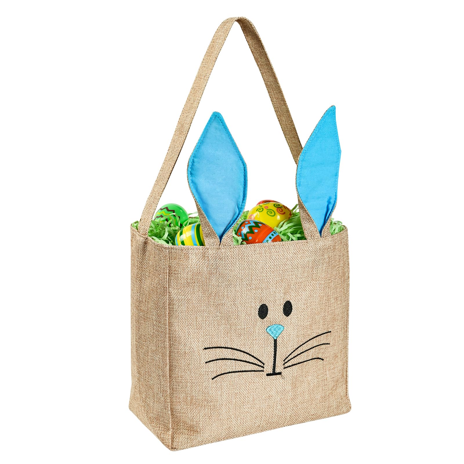 Easter Bunny Baskets - Pink Burlap Rabbit Tote Bags for Egg Hunt, Kids & Toddlers (Boys & Girls) - Perfect for Easter Party Favors, Spring Celebrations & Gift Giving
