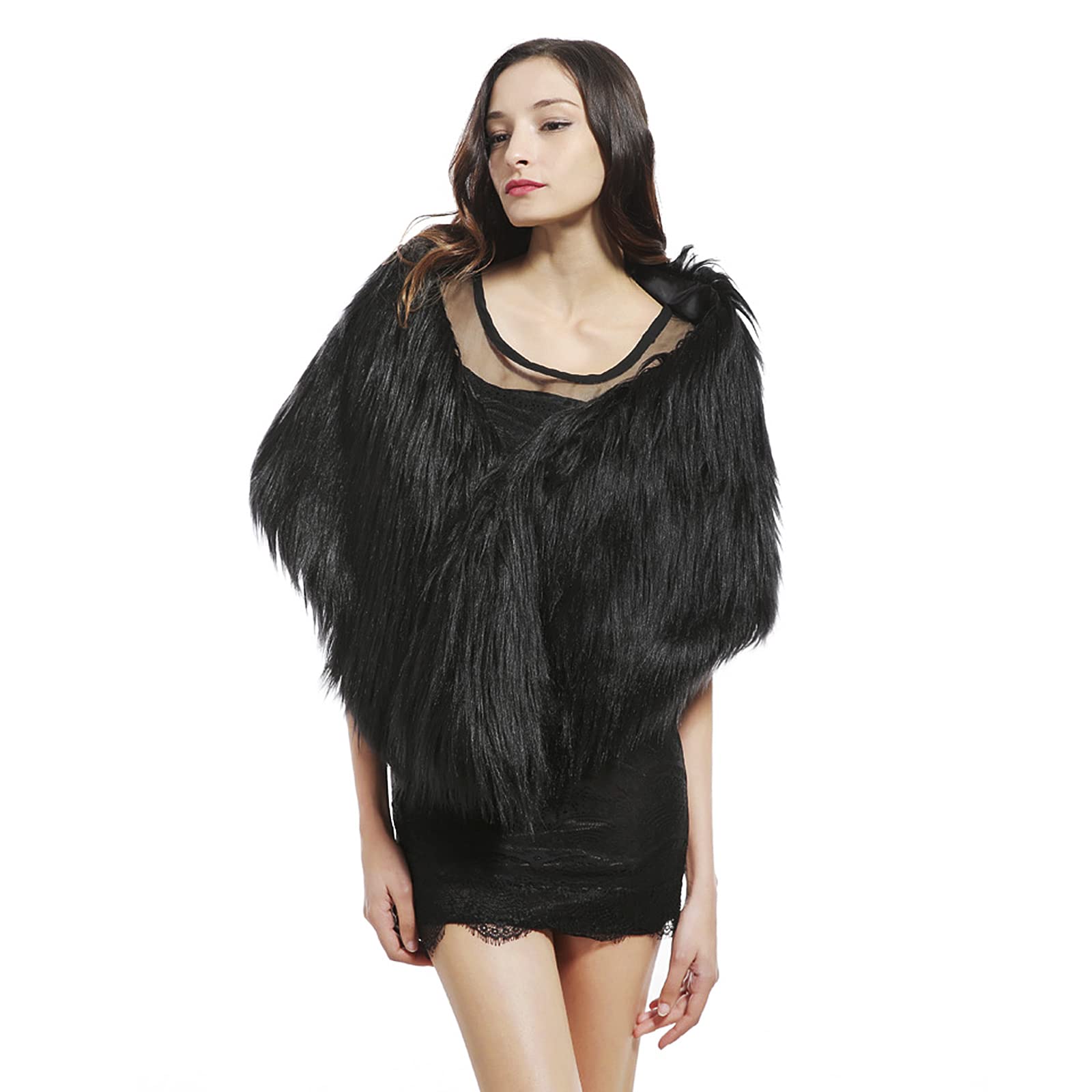 Luxury NICEYEA Faux Fur Shawl Wrap Stole for Women - Elegant Winter Bridal Wedding Scarf, Warm Evening Cape - Perfect for Weddings, Parties & Cold Weather Fashion
