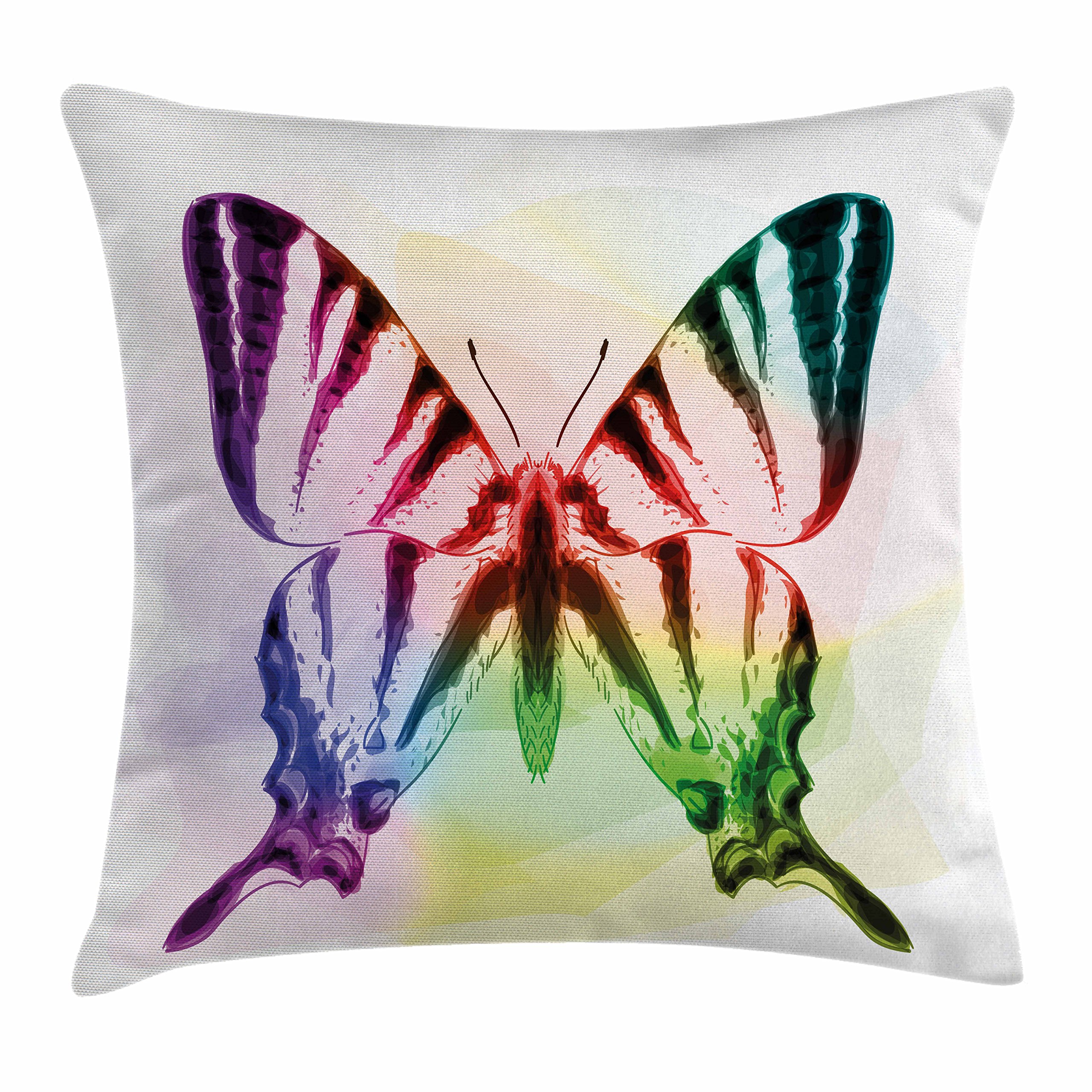 Ambesonne Swallowtail Butterfly Decorative Throw Pillow Cover 28x28 Inches - Rainbow Color Fantasy Animal Print Square Cushion Case for Living Room, Bedroom, Sofa Decor - Multicolor    (Note: This optimized title includes the key product details, brand name, dimensions, and a clear description of the design while incorporating SEO-friendly terms. It also adds usage scenarios (living room, bedroom, sofa decor) to improve relevance for search queries.)