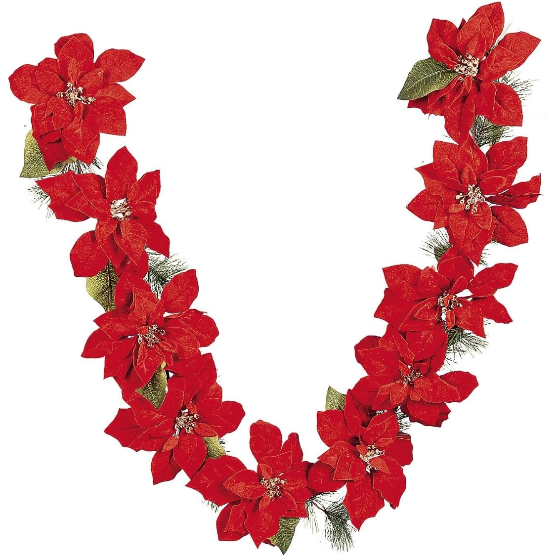 Poinsettia Garland Decor for Christmas & Home