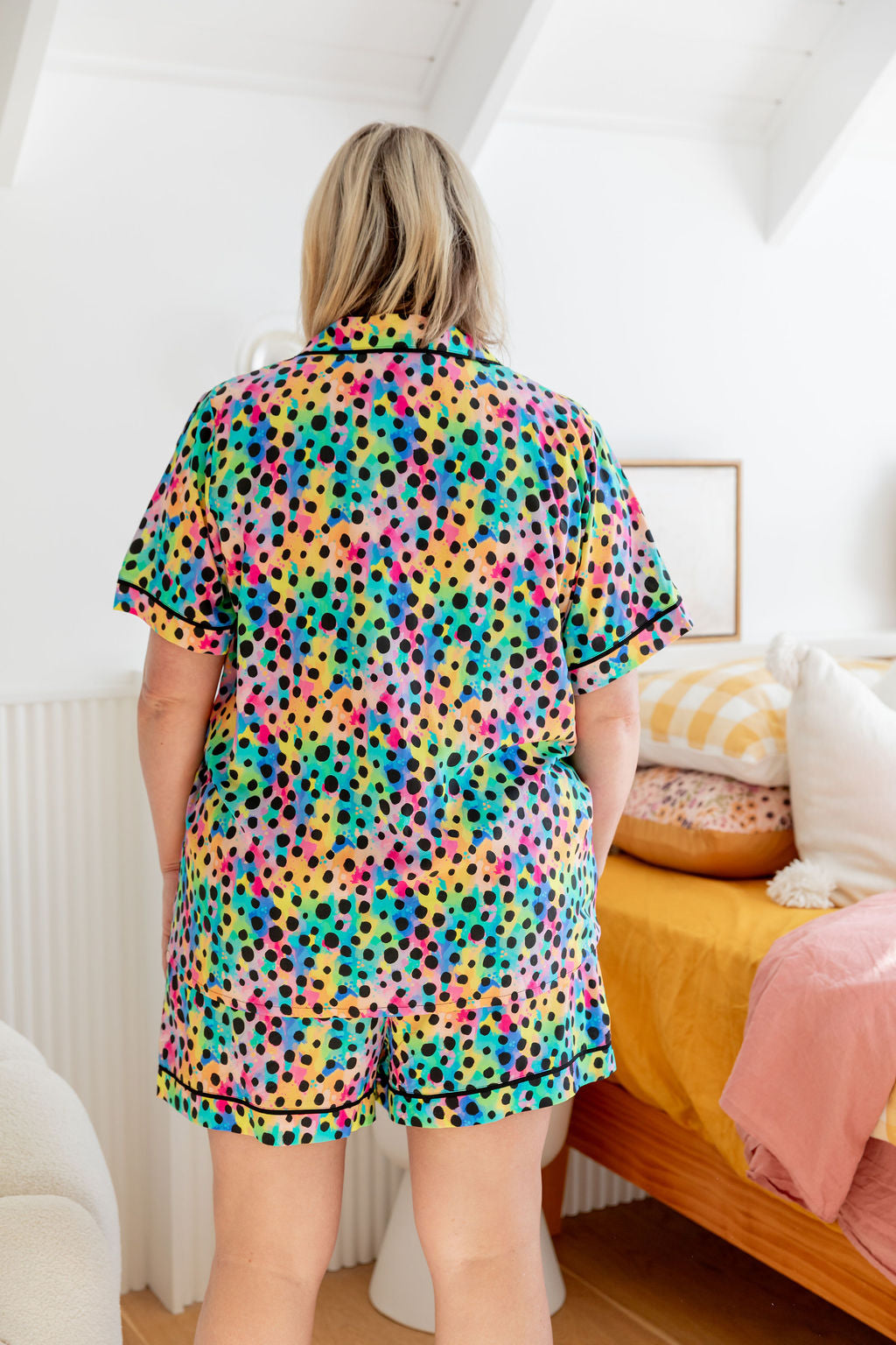 Kasey Rainbow Sundown SS Shirt & Short Sleepwear Set - Cheetah Print Pajamas for Women | Cozy Lounge Wear for Sleepovers & Relaxing at Home