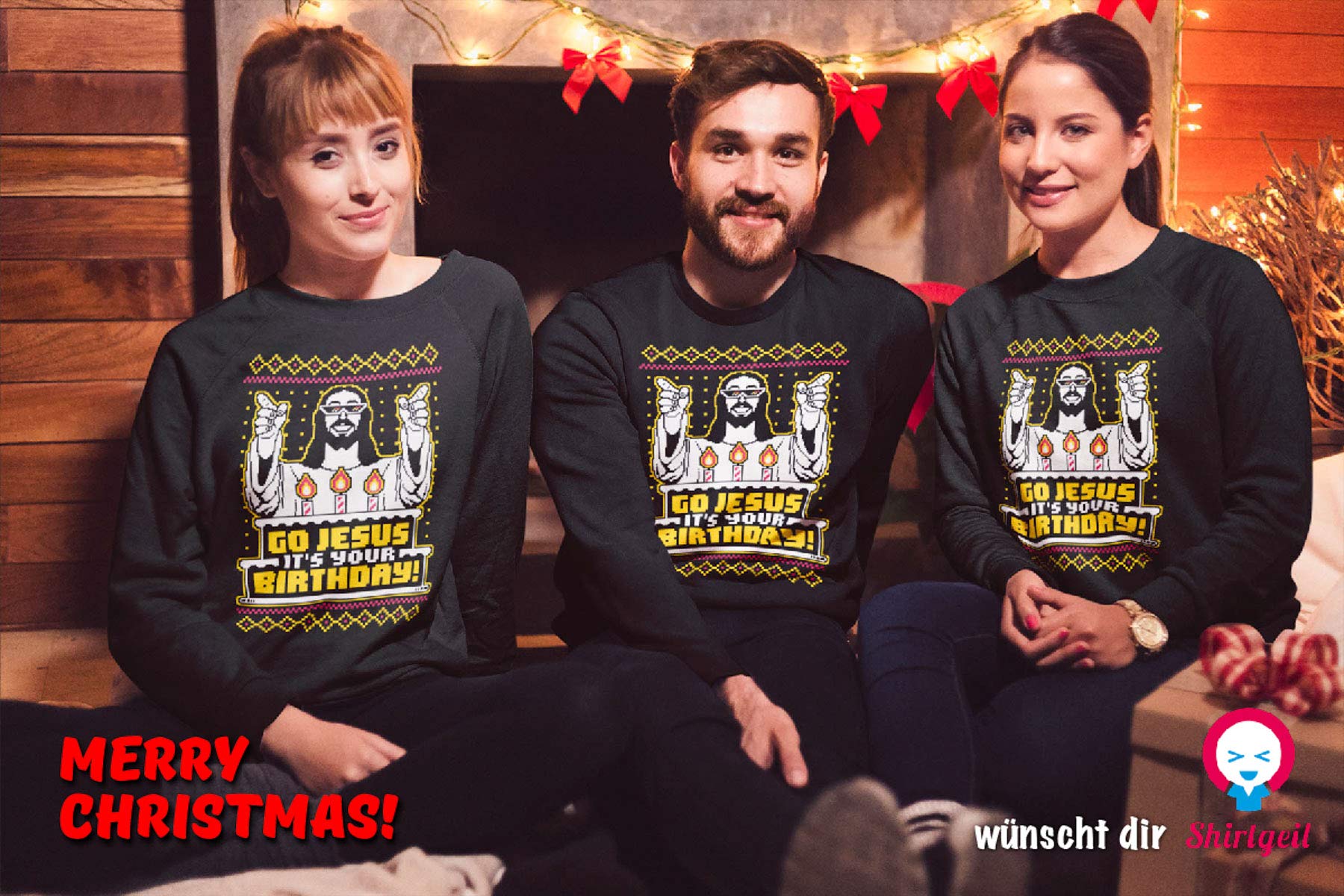 Men's Ugly Christmas Sweater - 'Go Jesus It's Your Birthday' Funny Holiday Pullover | Perfect for Christmas Parties & Family Gatherings