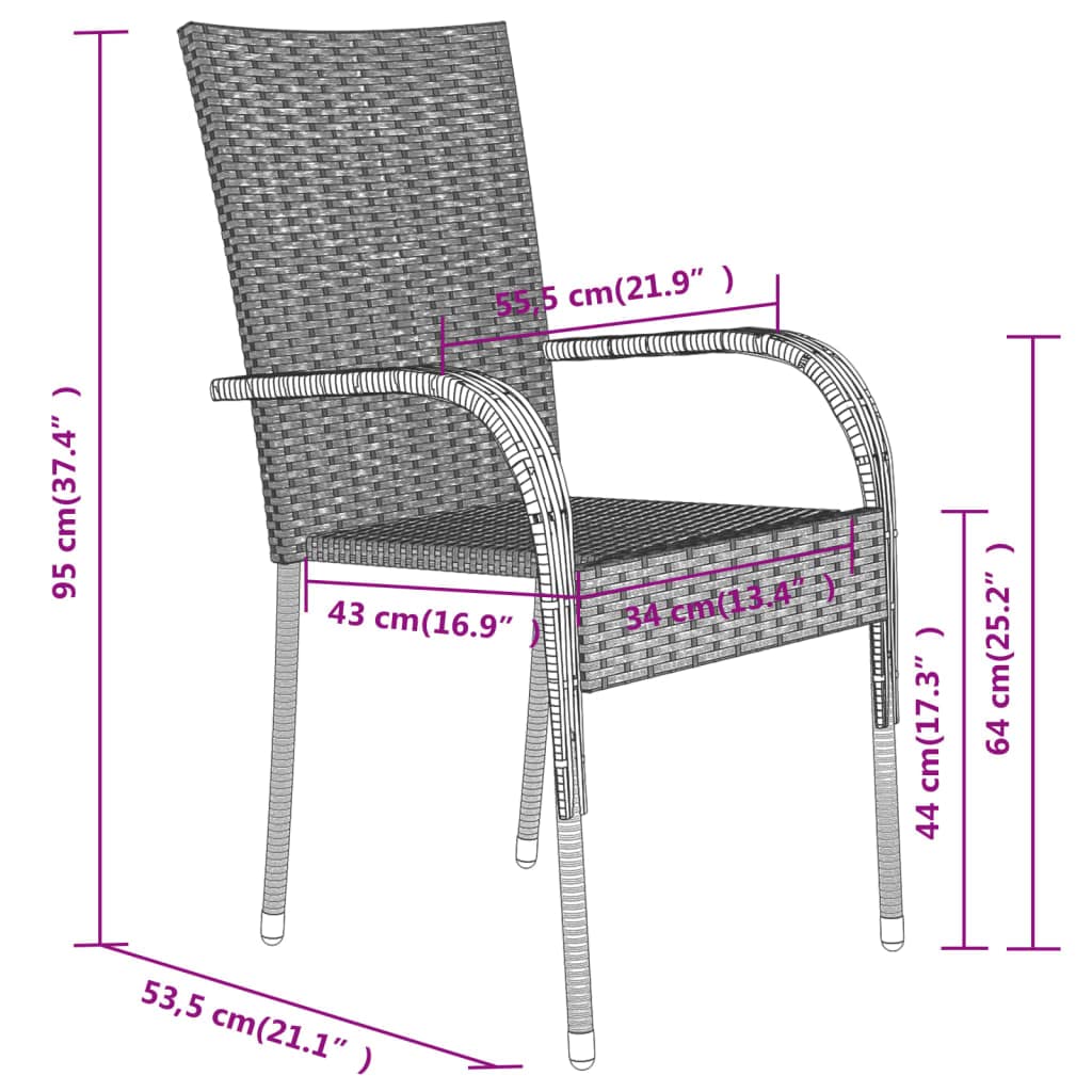 vidaXL 7-Piece Patio Dining Set - Outdoor Garden Furniture for Lawn, Yard, Terrace & Balcony - Gray and Black Table & Chairs - Perfect for Backyard BBQs, Poolside Dining & Outdoor Entertaining
