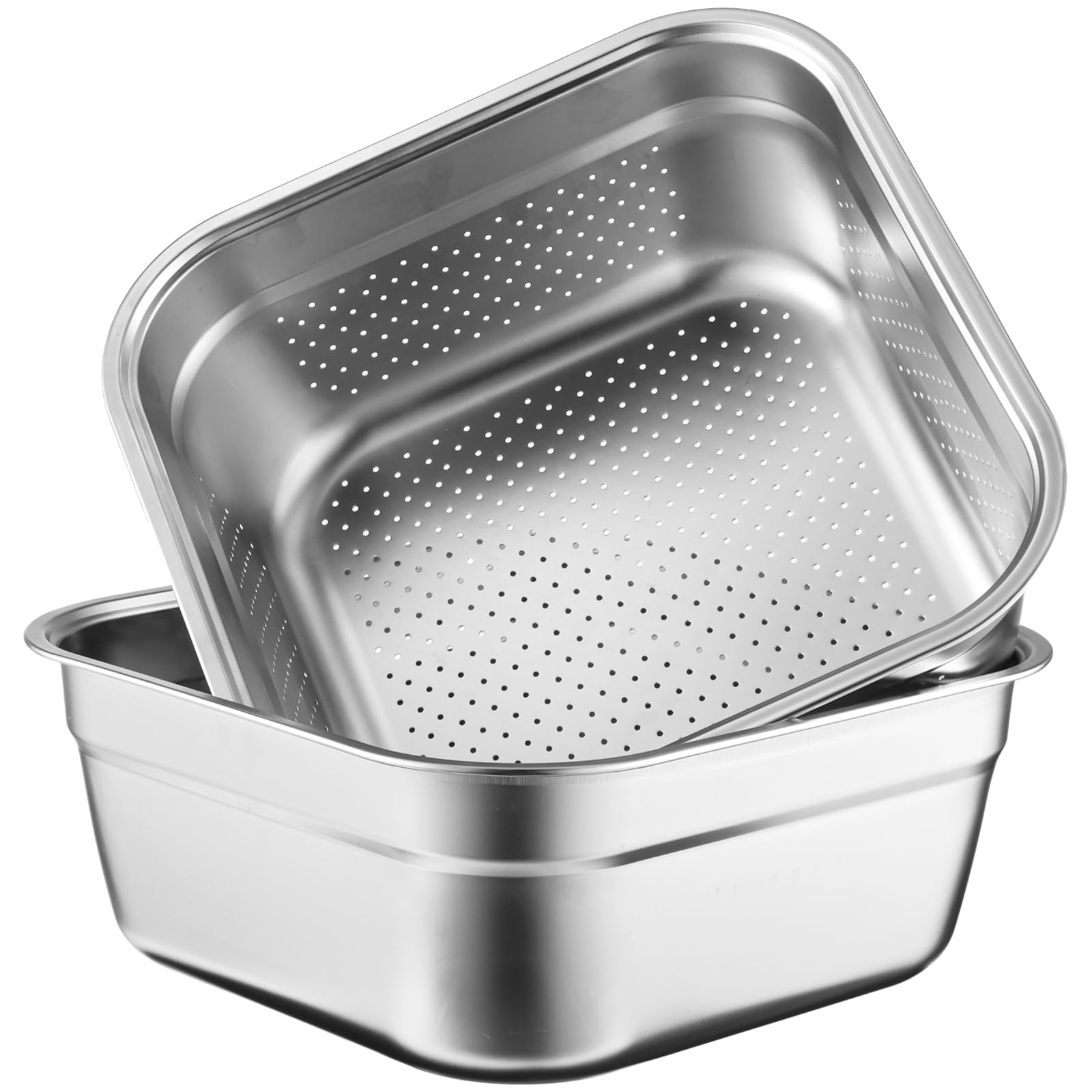 Yeesport 2-in-1 Stainless Steel Dish Tub with Colander - Multi-Purpose Washing Bowl for Rice, Pasta, Vegetables & Fruits - Perfect for Kitchen, Camping & RV Use - Food Strainer & Mixing Bowl Set