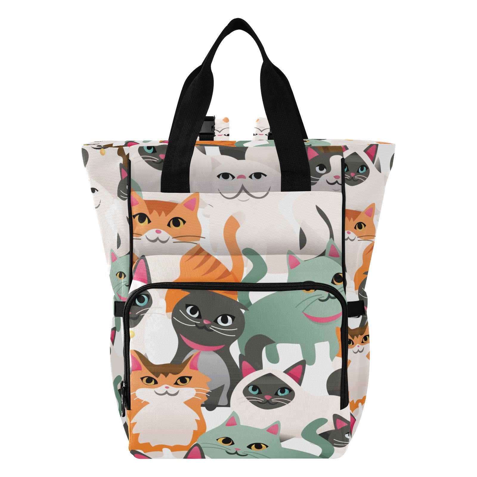 SPRIPORT Cat & Kitten Diaper Backpack for Baby Boys & Girls - Travel Tote with Stroller Straps, Bottle Storage & Changing Pad | Maternity Baby Bag for Moms & Dads | Perfect for Baby Showers, Travel, Shopping & Hiking | Ideal for On-the-Go Parents & Pet Owners