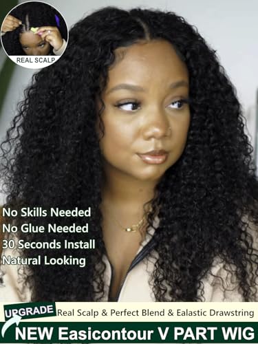 Seamless Edge Vpart Curly Wig Natural Color