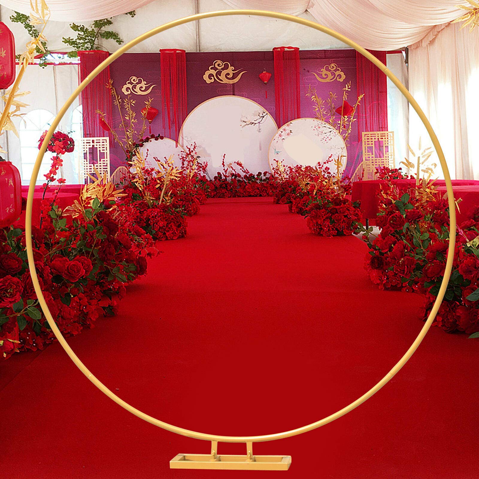 Gold Round Arch Backdrop Stand - Metal Frame for Flowers, Wreaths & Centerpieces | Indoor/Outdoor Wedding, Party & Home Decor DIY Decoration
