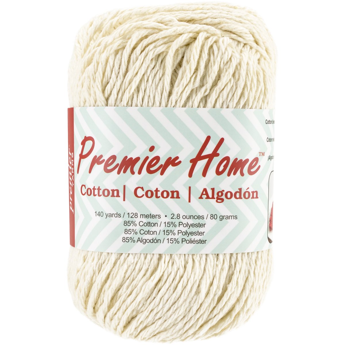 Premier Yarns 38-2 Home Cotton Yarn - Solid Cream - 100% Cotton for Knitting & Crocheting - Perfect for Blankets, Scarves & DIY Crafts