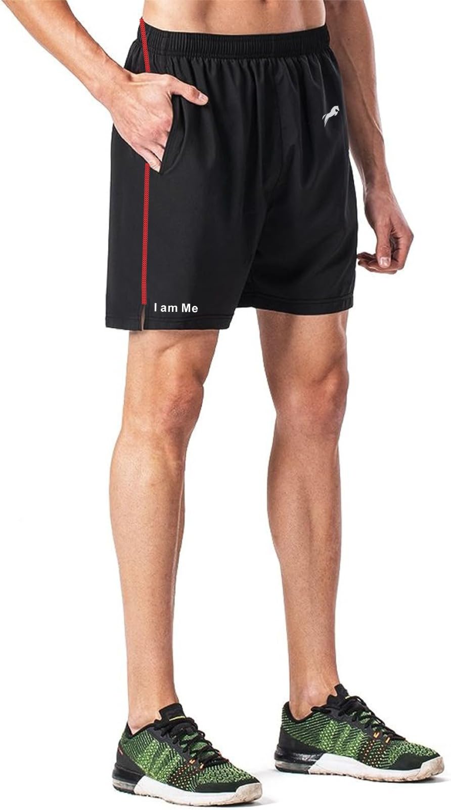 JUST RIDER Men's Quick-Dry Polyester Yoga & Running Shorts with 2 Zipper Pockets & Back Loop - Lightweight Gym Workout Shorts for Summer Sports, Jogging, and Active Lifestyle