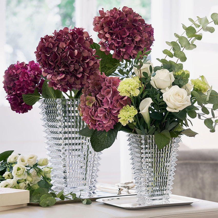 Baccarat Crystal Eye Rectangular Vase - Elegant Home Decor for Living Room, Dining Table & Luxury Gift Idea