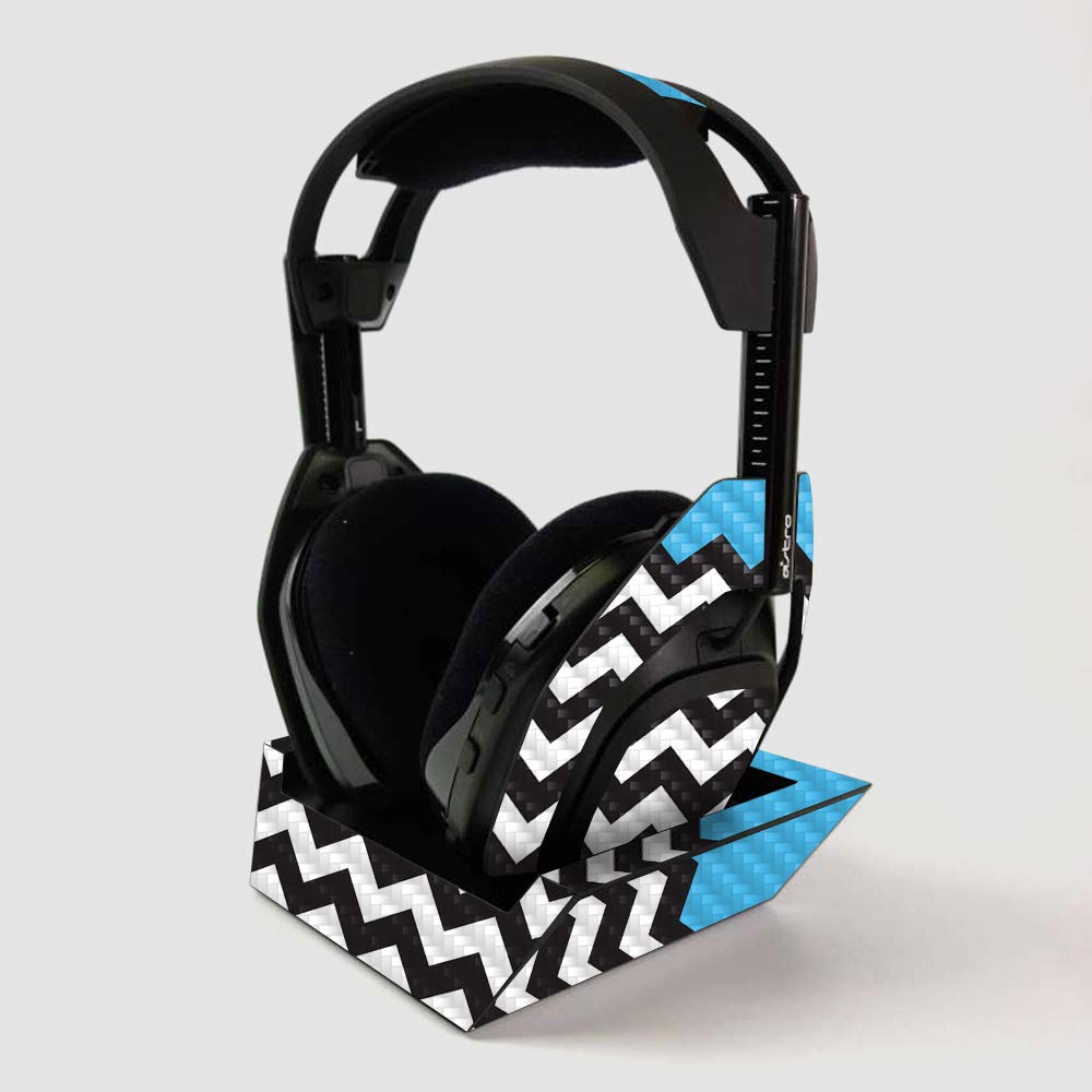 ASTRO Gaming A50 Wireless Headphone Skin - Carbon Fiber Protective Cover with Base Station | Baby Blue Chevron Design | Durable & Easy to Apply | Made in USA | Perfect for Gaming Setups & Travel Protection