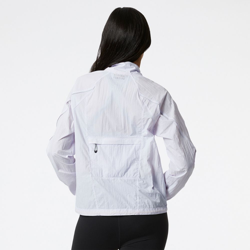 New Balance Women's Printed Lightweight Running Jacket - Breathable, Water-Resistant Windbreaker for Outdoor Jogging & Hiking