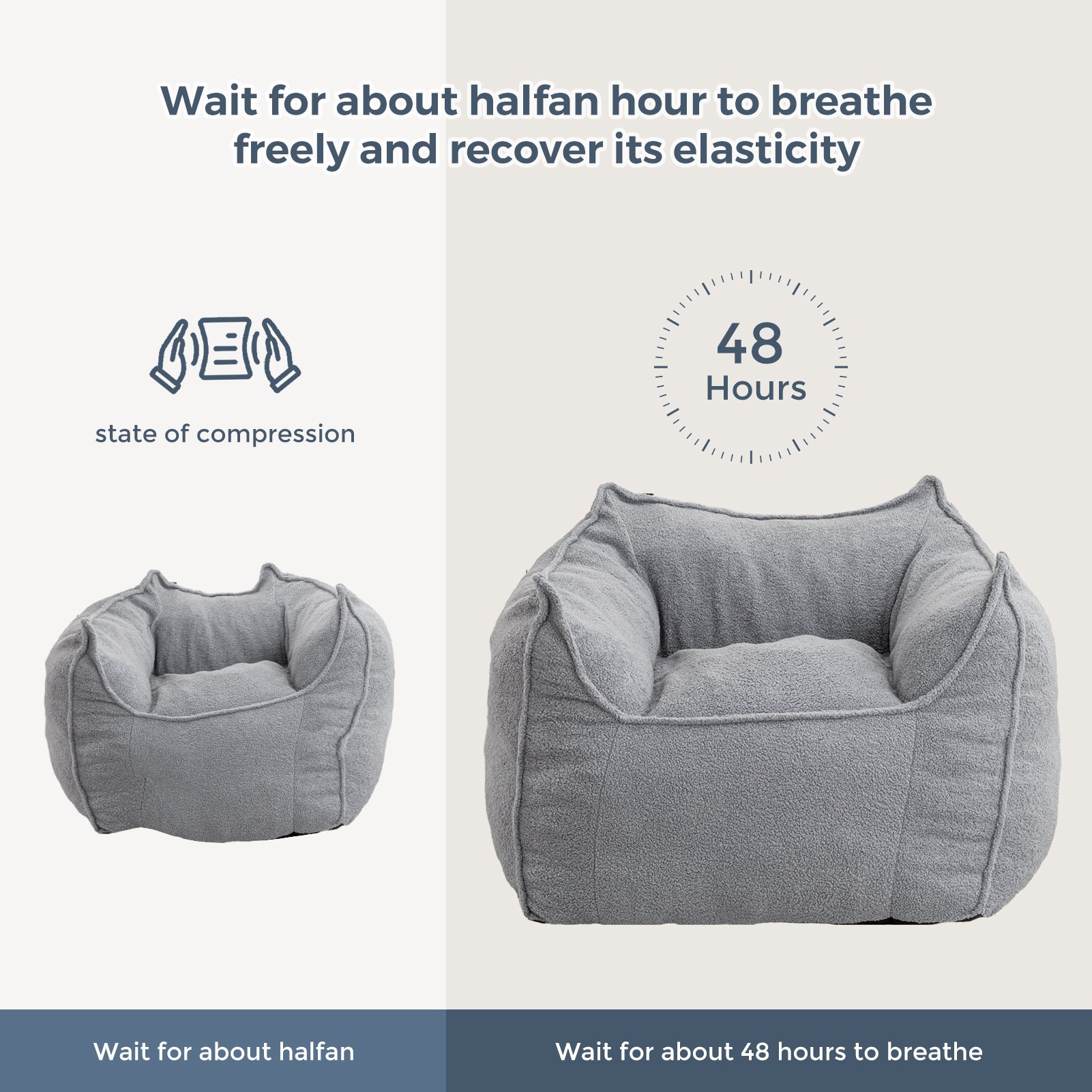 MAXYOYO Artistic Bean Bag Chair Sofa - Comfortable Lazy Chair with Armrests for Adults, Perfect for Gaming, Reading & Relaxing in Living Room, Bedroom or Dorm (Grey)
