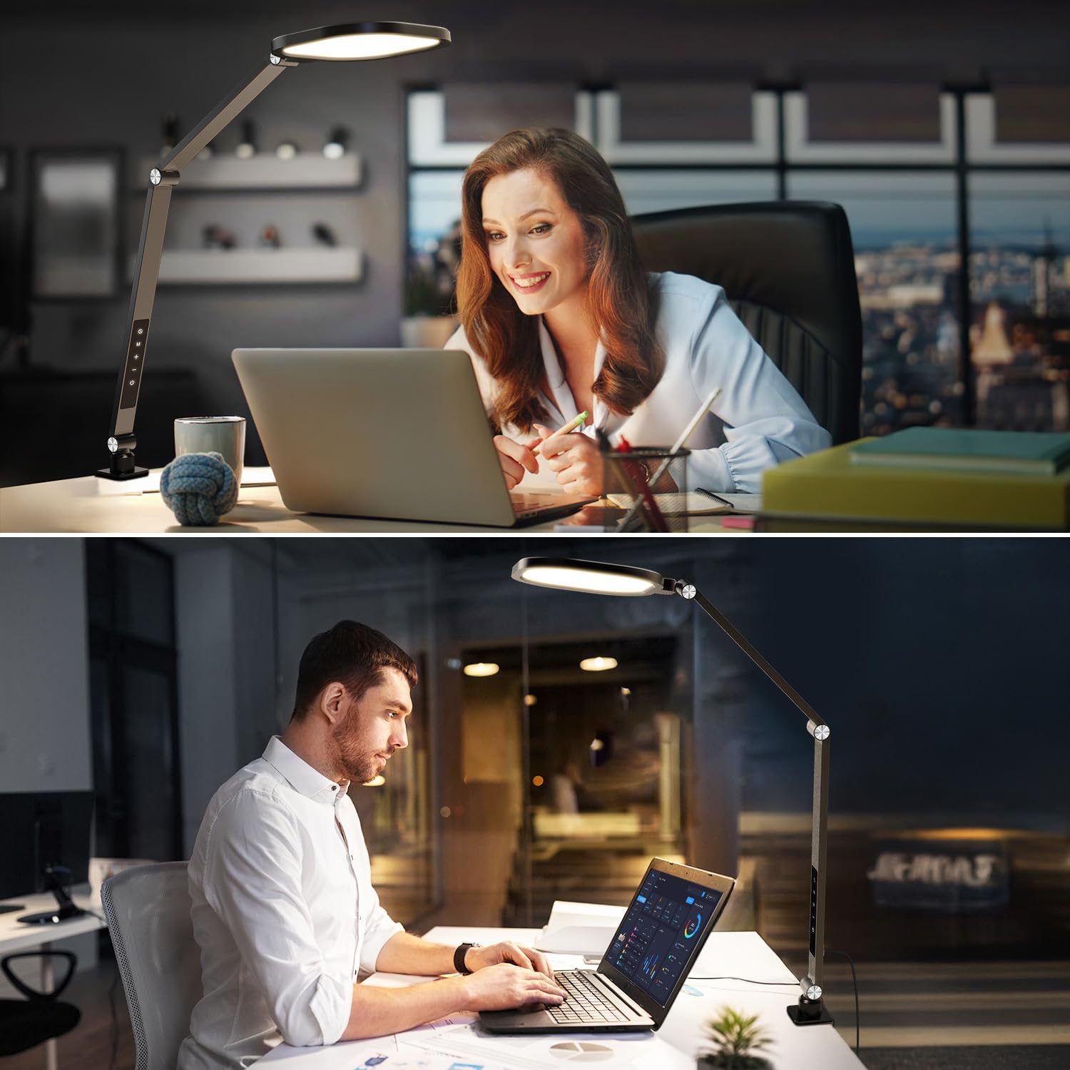 LED Desk Lamp for Home Office - 1200LM Adjustable Swing Arm Clamp Light with Memory & Timer, 3000K-6500K Dimmable Computer Light for Video Calls, Conference, Streaming, Reading & Task Lighting - Perfect for Remote Work, Gaming Setup & Study Room