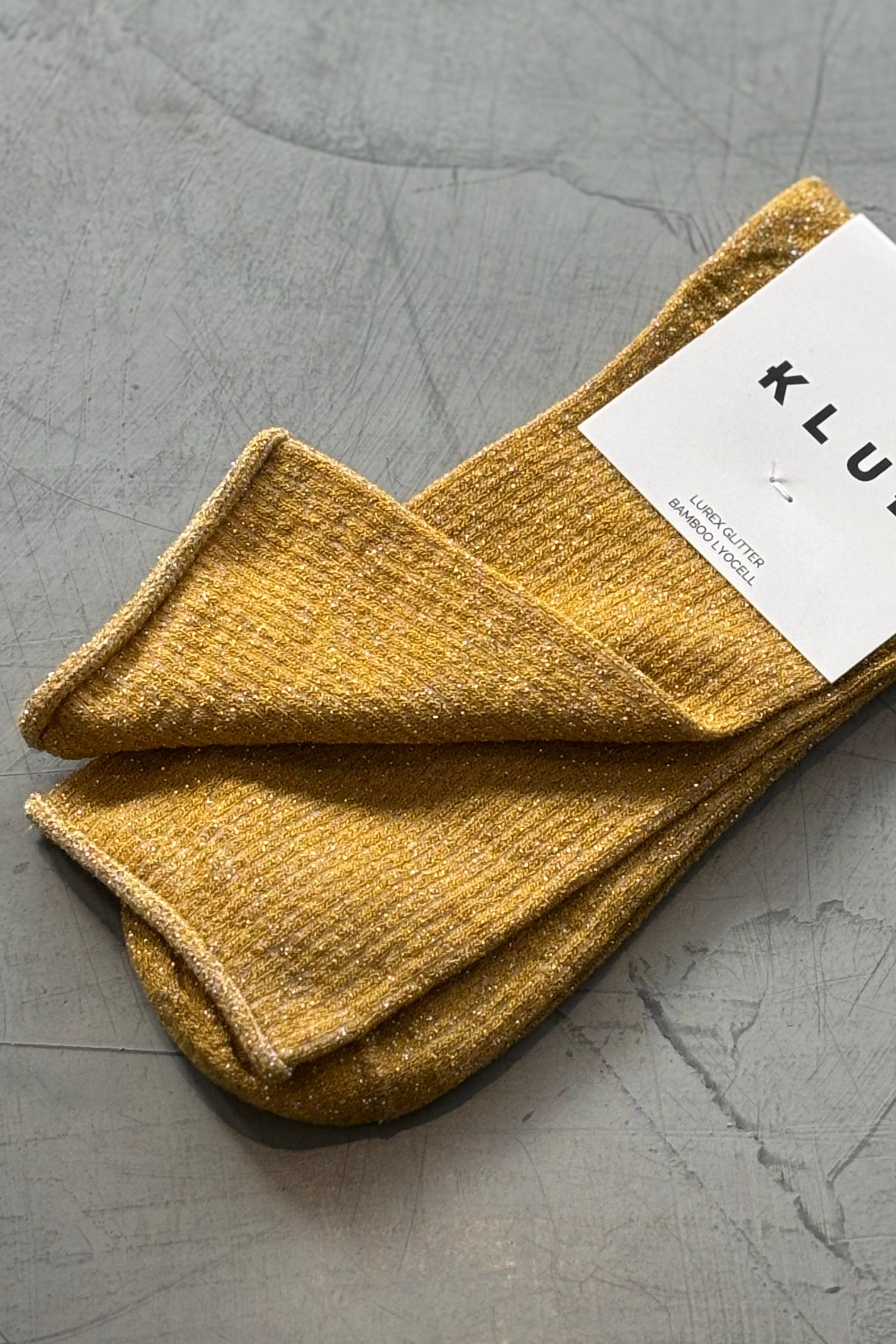 KLUE Glitter Lurex Socks for Women - Mustard Gold Shimmer Party Socks | Perfect for Christmas, New Year, and Holiday Celebrations