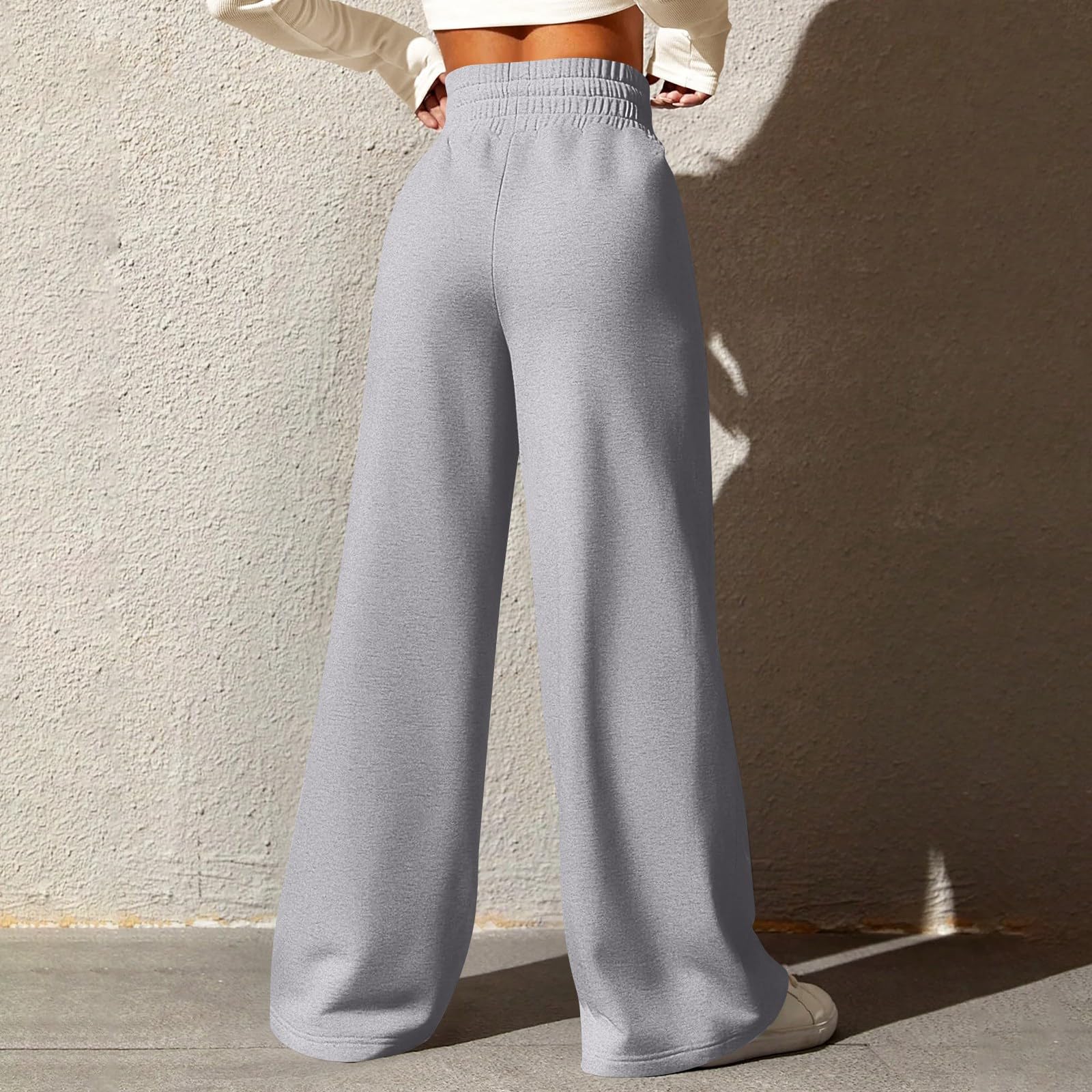 **Women's Wide Leg Sweatpants - Winter Baggy Straight Leg Joggers with Pockets, Plus Size Drawstring Flare Pants for Lounge, Yoga & Casual Wear**