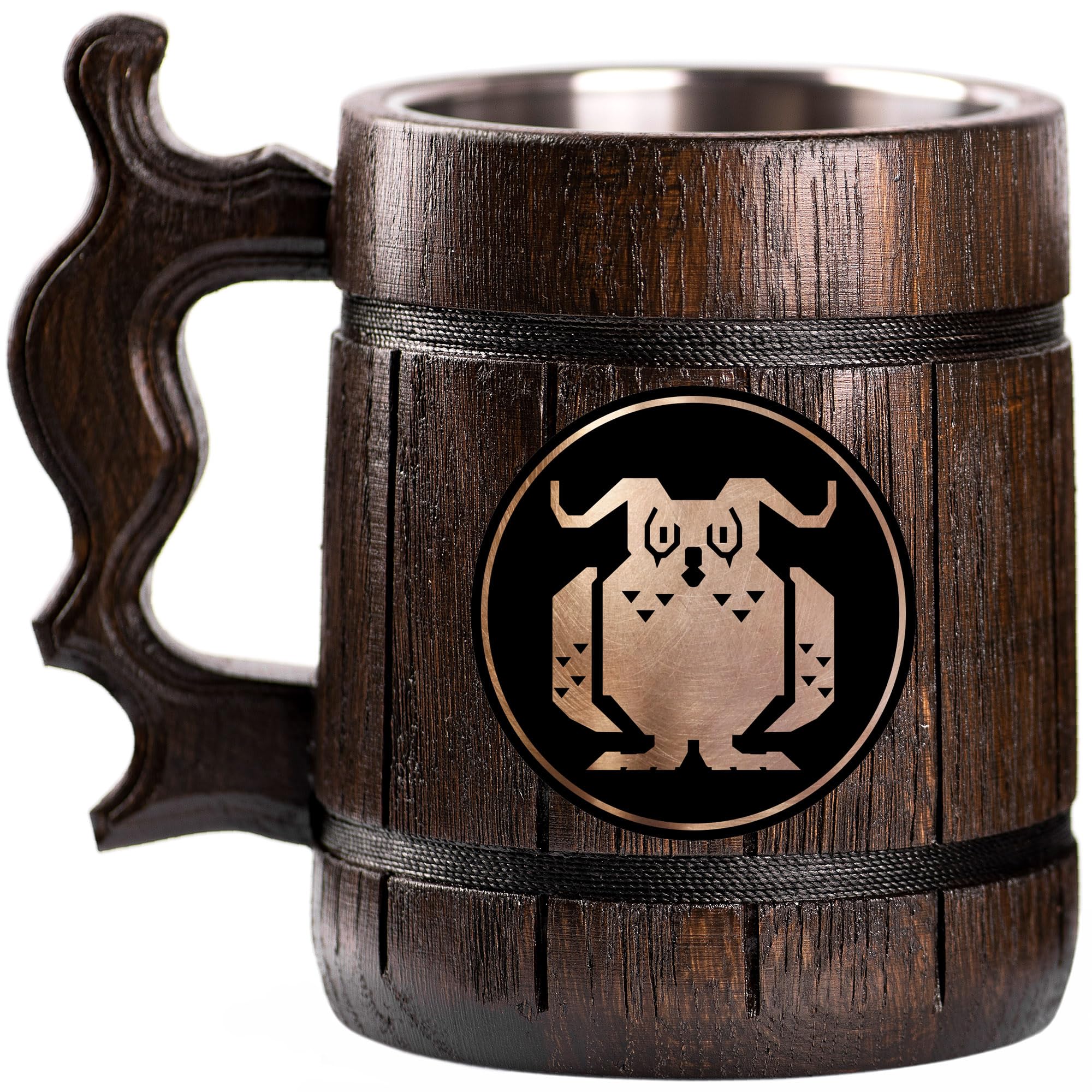 MHW World Wilds Malfestio Custom Beer Mug - Personalized Stein & Wooden Tankard - Unique Gamer Gift for Men, Dad, Father - Perfect for Anniversary, Birthday & Wedding - Great for Gaming Parties & Collectors Display