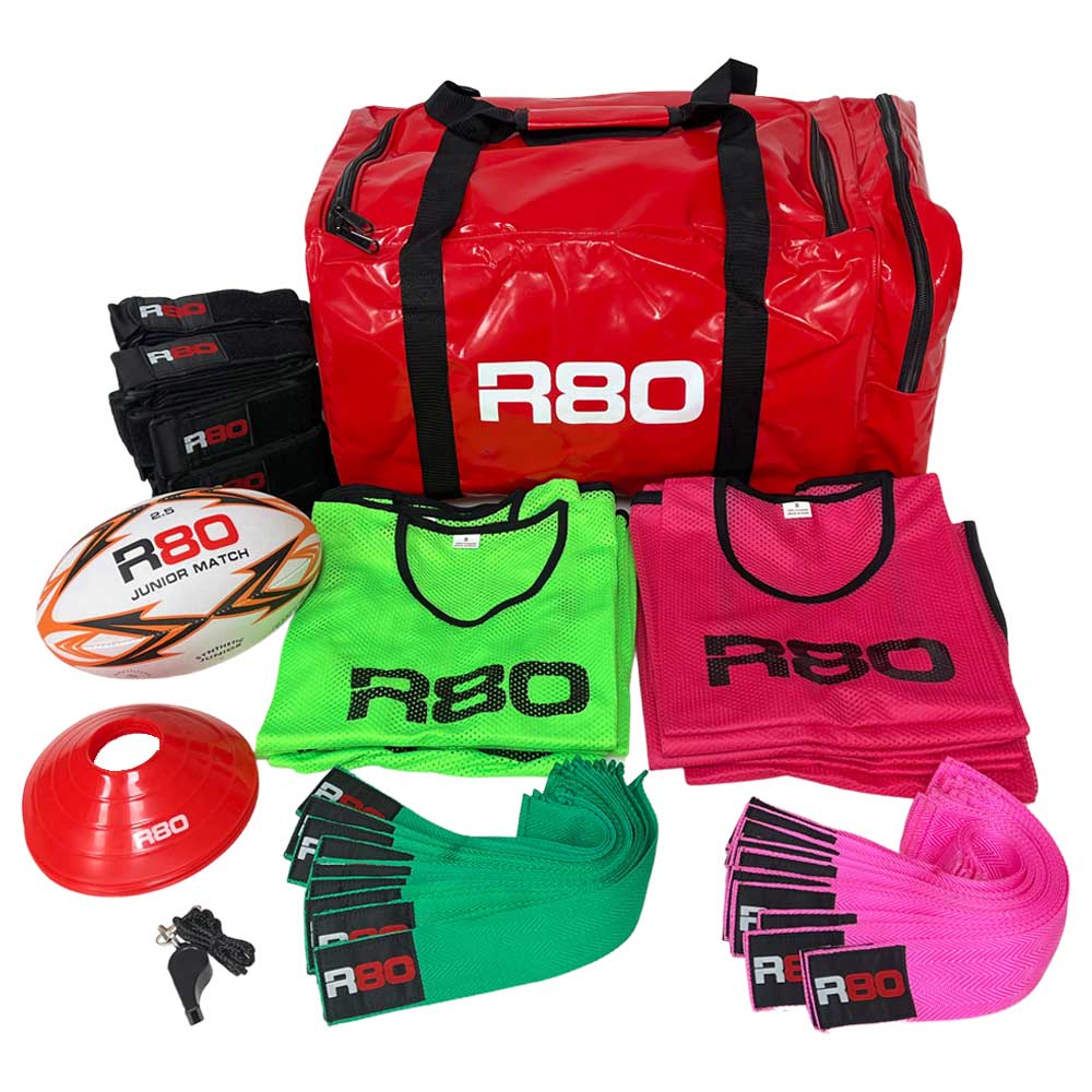 R80 Junior Rippa Game On Team Sets - Youth Flag Football Starter Kit for Kids Sports & Outdoor Play - Perfect for Backyard Games, School PE Class, and Team Practice