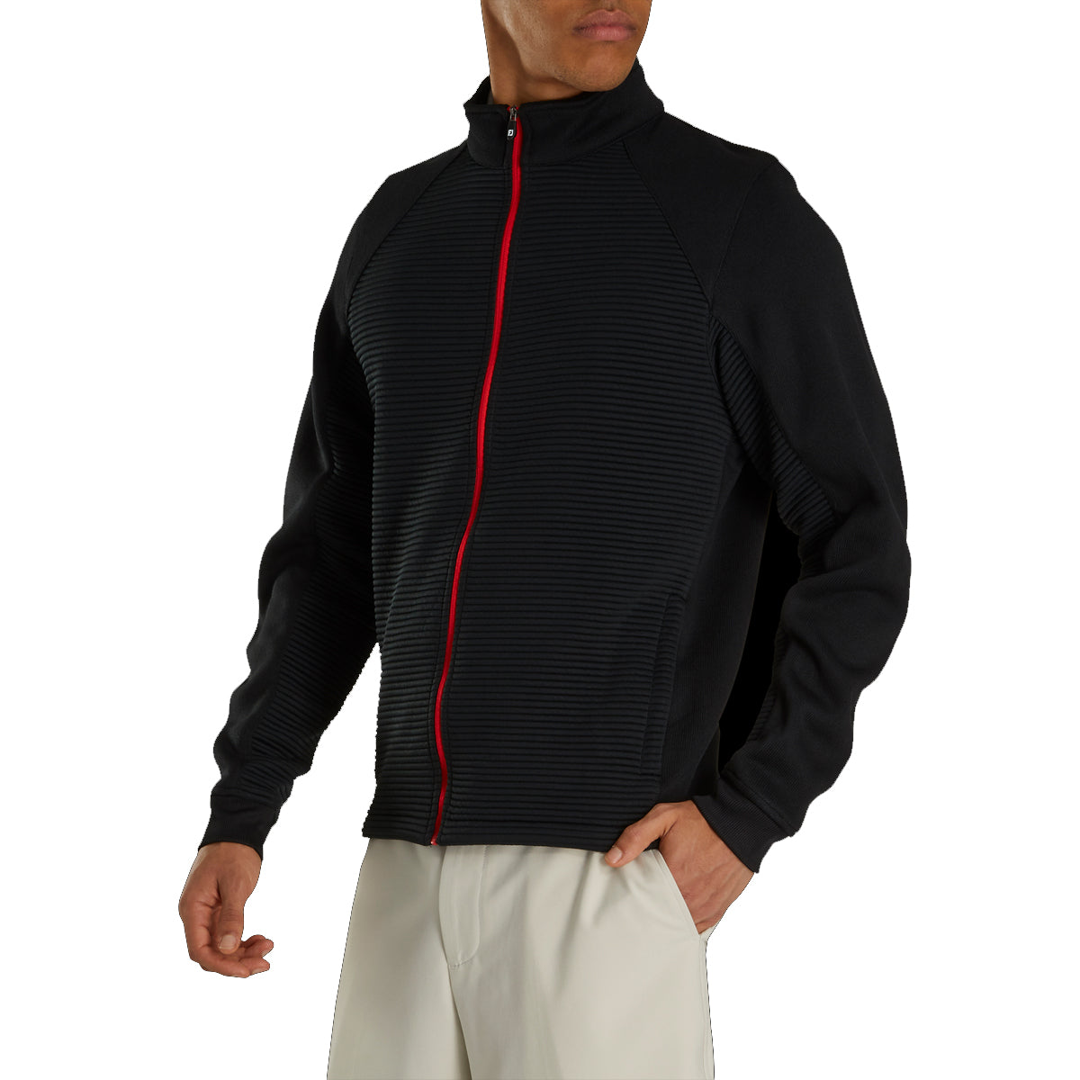 FootJoy Ribbed Sweater Fleece Men's Golf Jacket - Warm & Comfortable Outerwear for Golfing in Cold Weather | Perfect for Winter Golf Rounds & Casual Wear