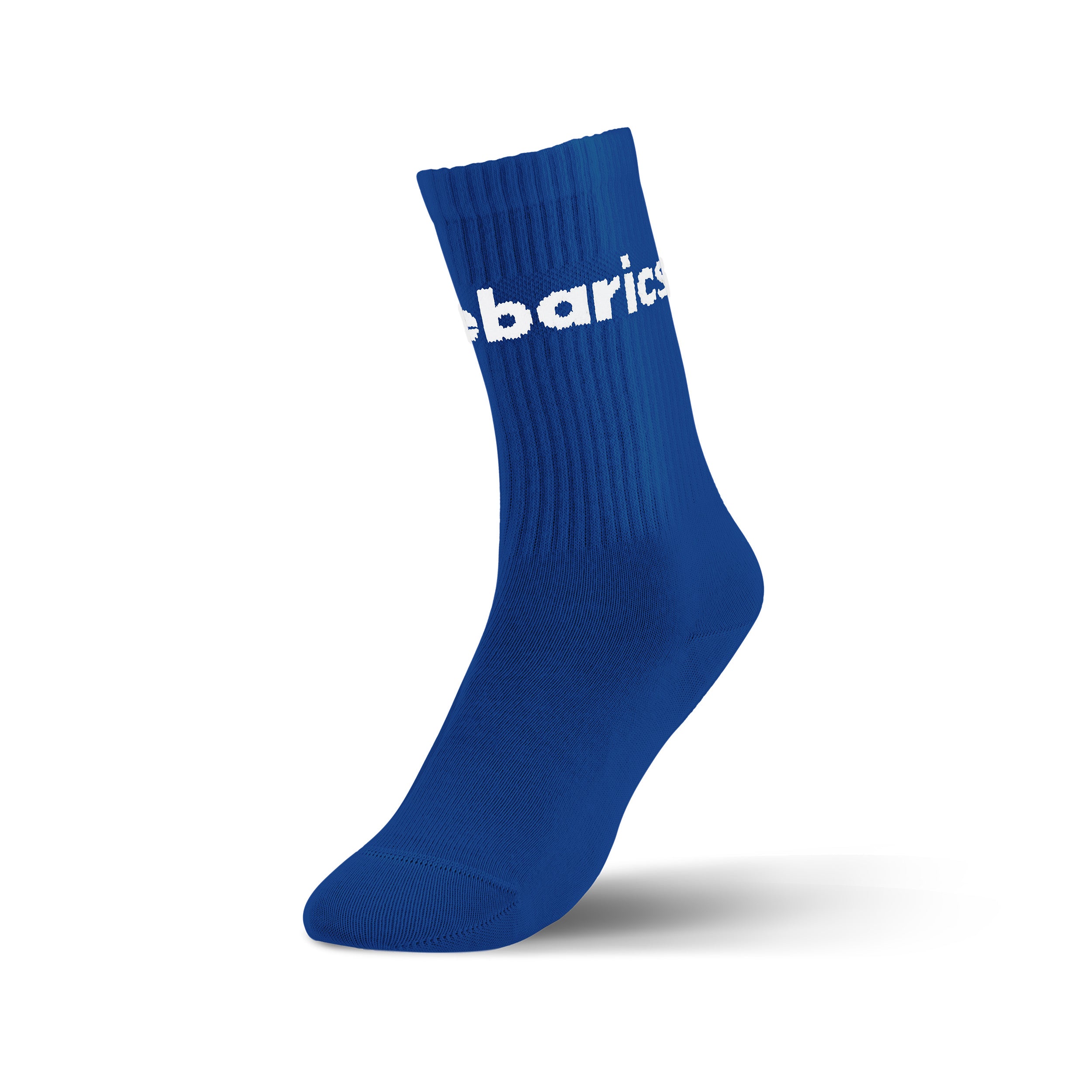 Barebarics Barefoot Socks for Men & Women - Crew Length, Cobalt Blue with Big Logo - 3 Pack - Comfortable Minimalist Socks for Yoga, Running & Everyday Wear
