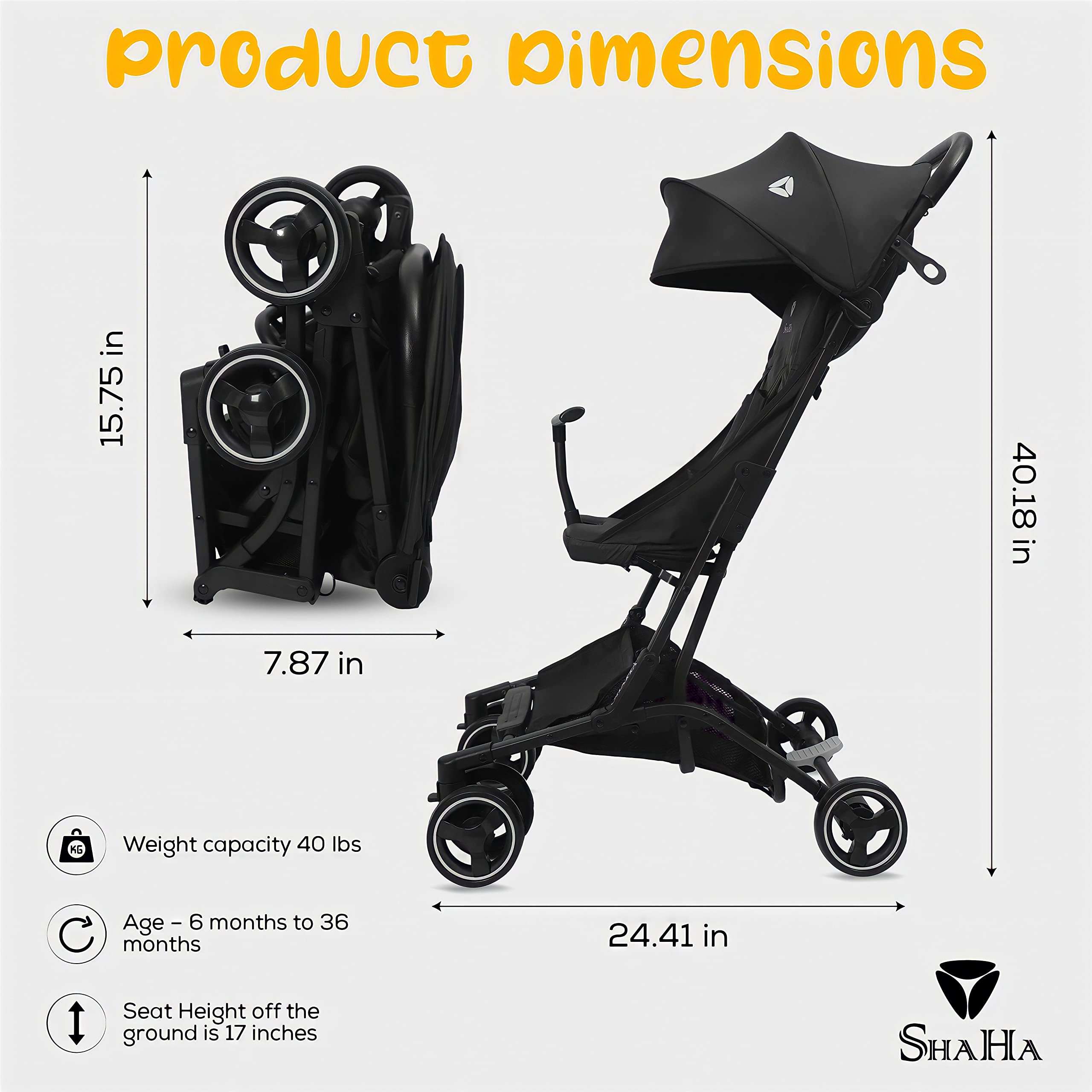 **Lightweight Foldable Baby Stroller for Travel - Compact Umbrella Stroller with Swivel Wheels, 1-Step Brake, Sun Canopy & Reclining Seat (Up to 40 lbs) - Perfect for Airplane, Shopping & Daily Walks**