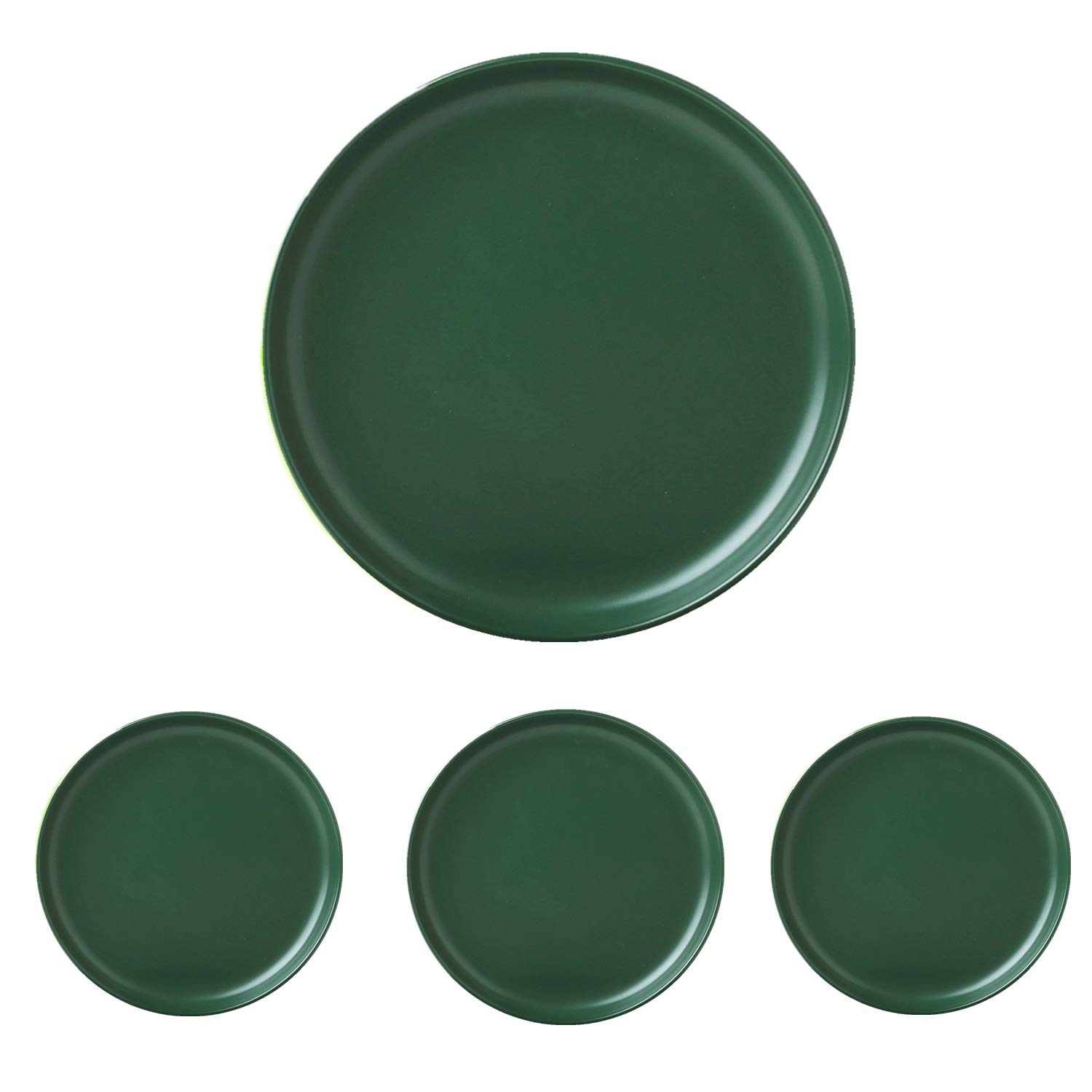 Matte Ceramic Appetizer Plates 6 Inch - Set of 4 Small Mini Dessert Plates, Microwave & Oven Safe - Perfect for Snacks, Bread, Butter, Pie, Cake & Cat Dishes - Elegant Green Color - Ideal for Dinner Parties, Tea Time & Pet Feeding