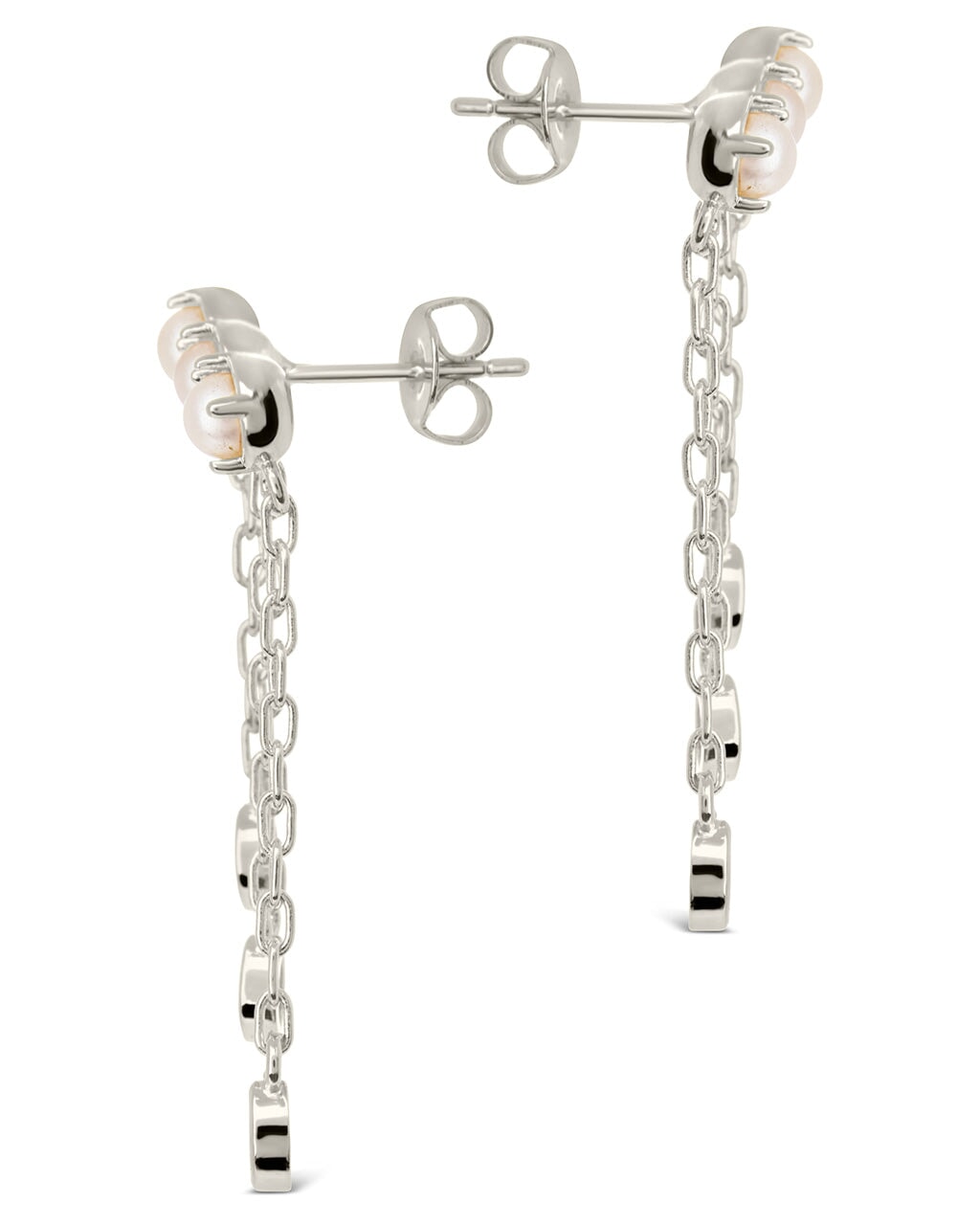 Rhiannon Dangling CZ & Pearl Tiered Stud Earrings for Women - Elegant Cubic Zirconia & Freshwater Pearl Drop Earrings - Perfect for Weddings, Parties & Special Occasions