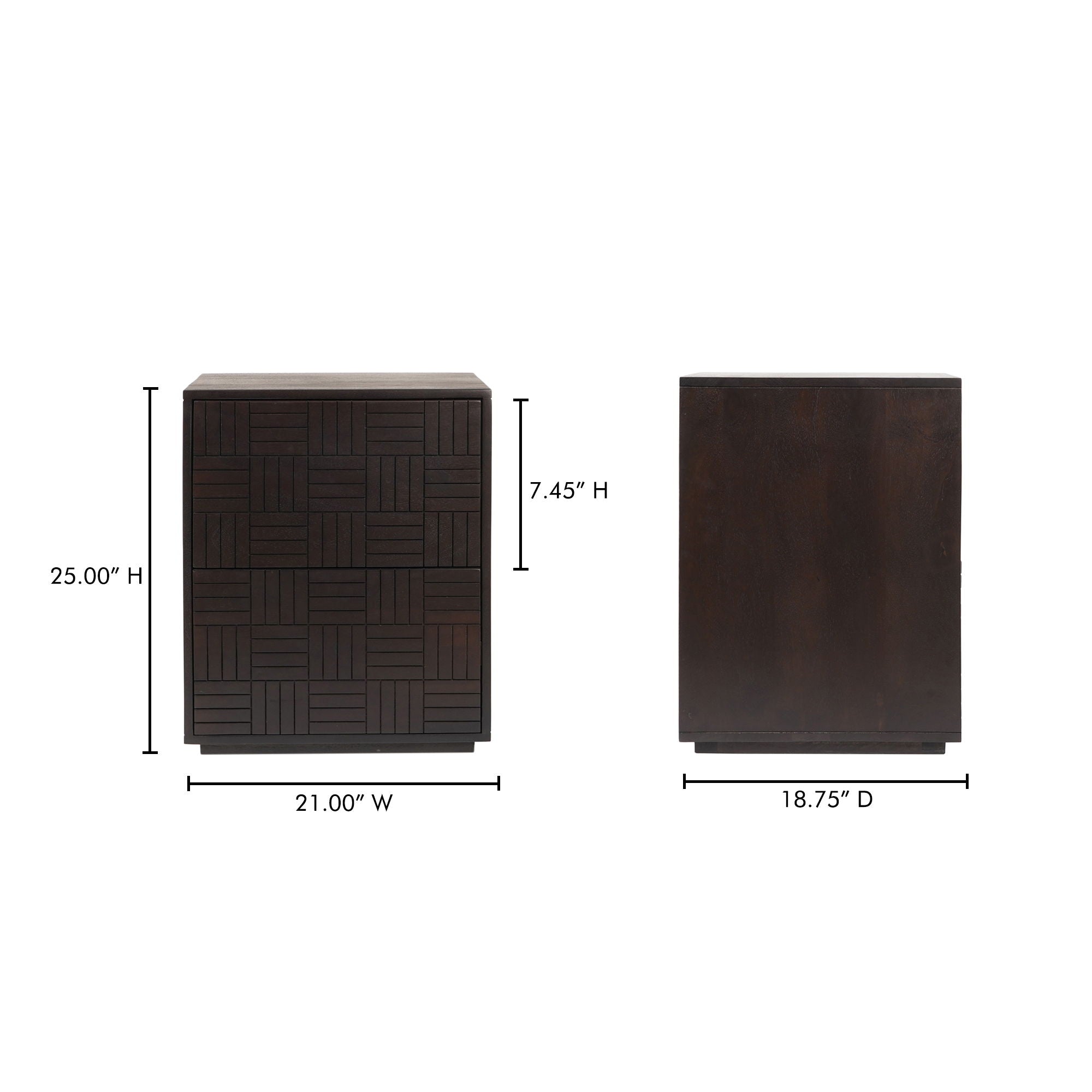 Dark Brown Denman Nightstand - Modern Bedside Table with Storage for Bedroom, Living Room, or Guest Room