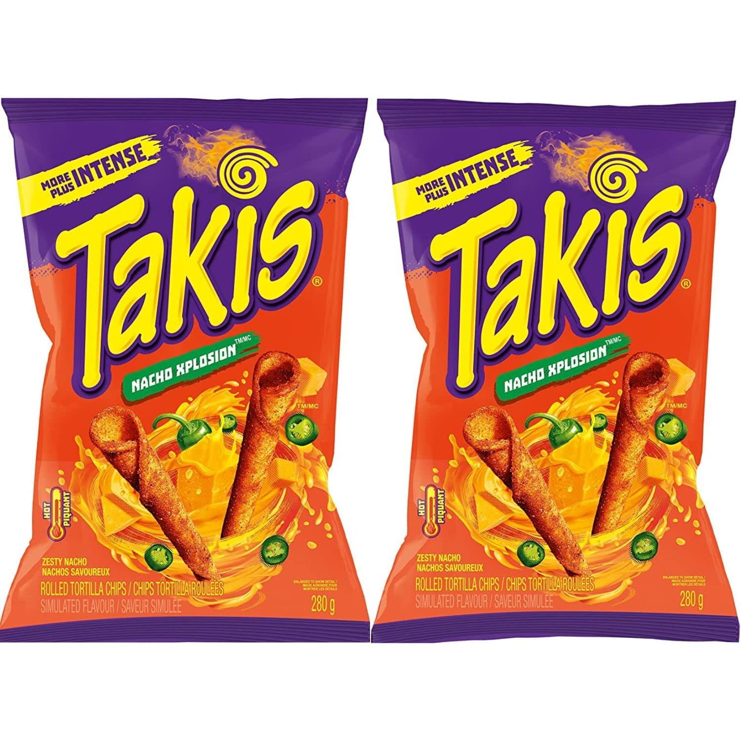 Takis Zesty Nacho Cheese Rolled Tortilla Chips 280g (9.8oz) - Pack of 2 | Spicy Mexican Snack for Parties, Movie Nights & Road Trips | Ships from USA