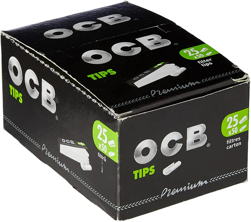 OCB Black Premium Rolling Paper Filter Tips - 50 Pack of Pre-Cut Cigarette Rolling Filters for Handmade Cigarettes - Perfect for Rolling Tobacco, Herbs & DIY Smoking Accessories