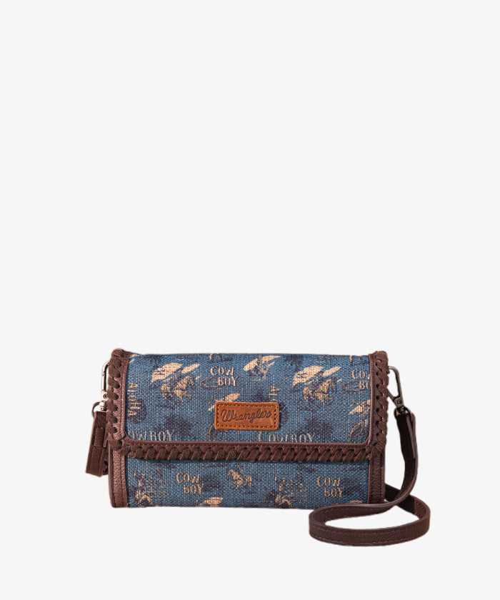 Wrangler Cowboy Print Mini Crossbody Bag for Women - Western Style Leather Purse - Perfect for Concerts, Rodeos & Everyday Use