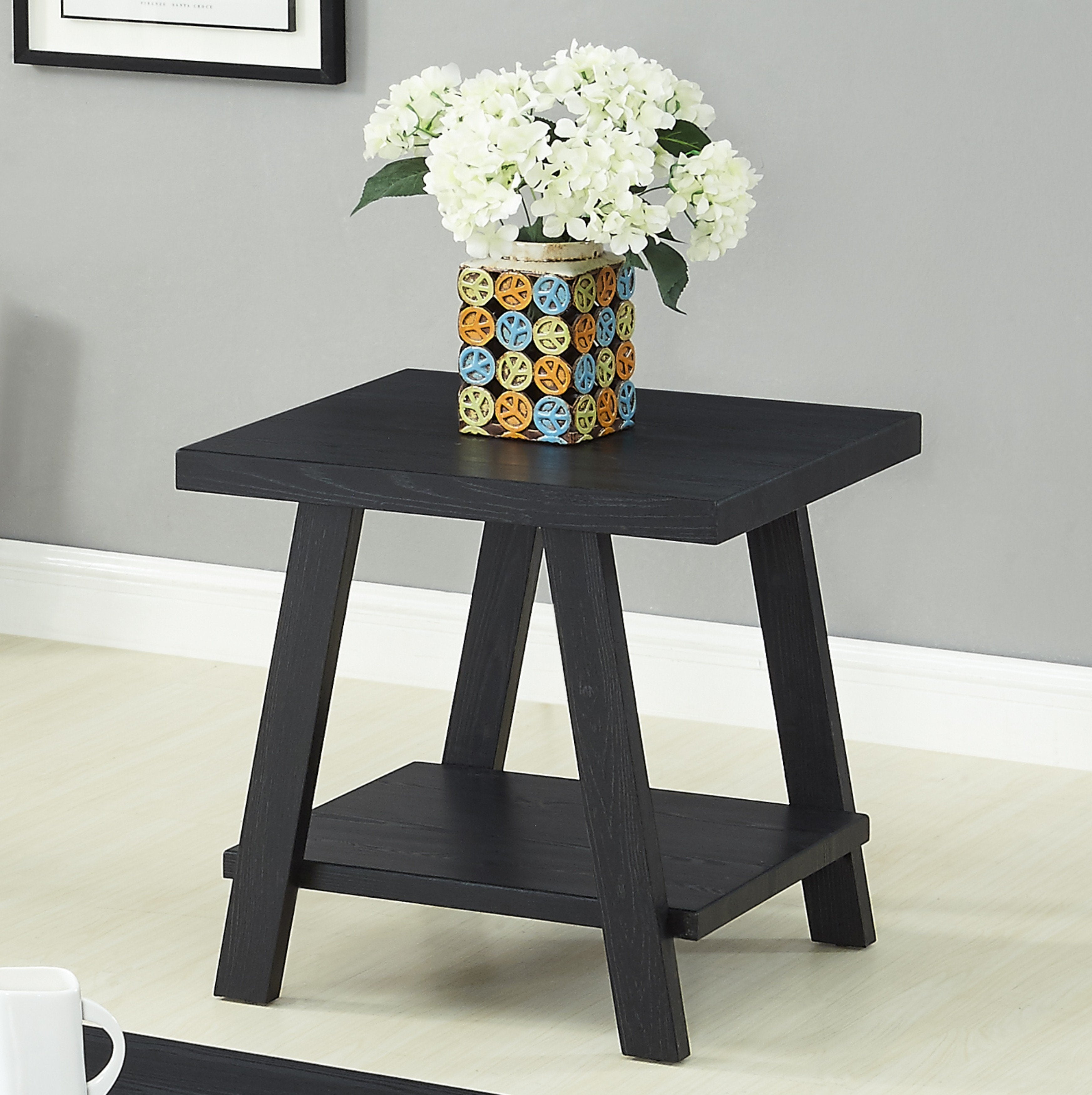 Roundhill Furniture Athens Contemporary Replica Wood Coffee Table Set - Black Finish - Modern Living Room & Office Decor