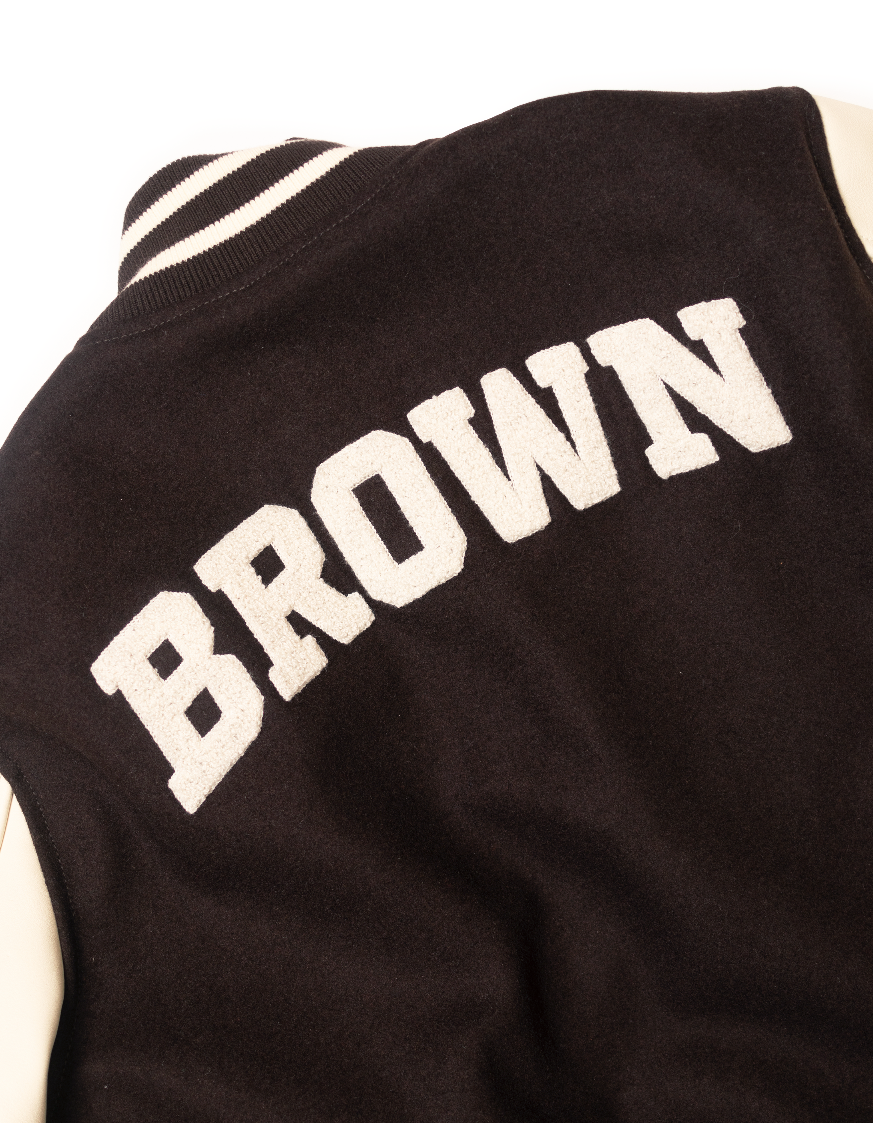 Brown Trim Fit Wool Varsity Jacket for Men - Classic Retro Baseball Letterman Jacket with Ribbed Collar - Perfect for School, College, Sports & Casual Outfits