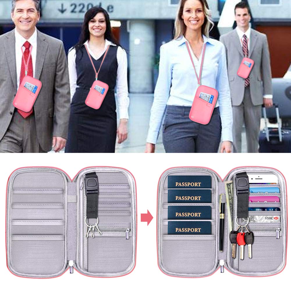 RFID Blocking Passport Wallet Holder - Waterproof Travel Document Organizer with Credit Card Slots | Secure Family Travel Accessories for Men & Women | Perfect for Airports, Vacations & International Trips