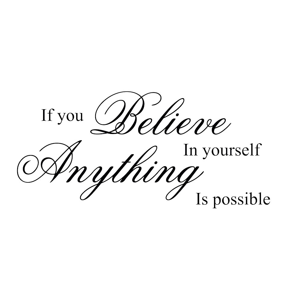 Inspirational Wall Decals - 'If You Believe In Yourself Anything Is Possible' Vinyl Quote Stickers for Home Office Decor, White Small Size, Perfect for Bedroom, Living Room & Nursery Wall Art