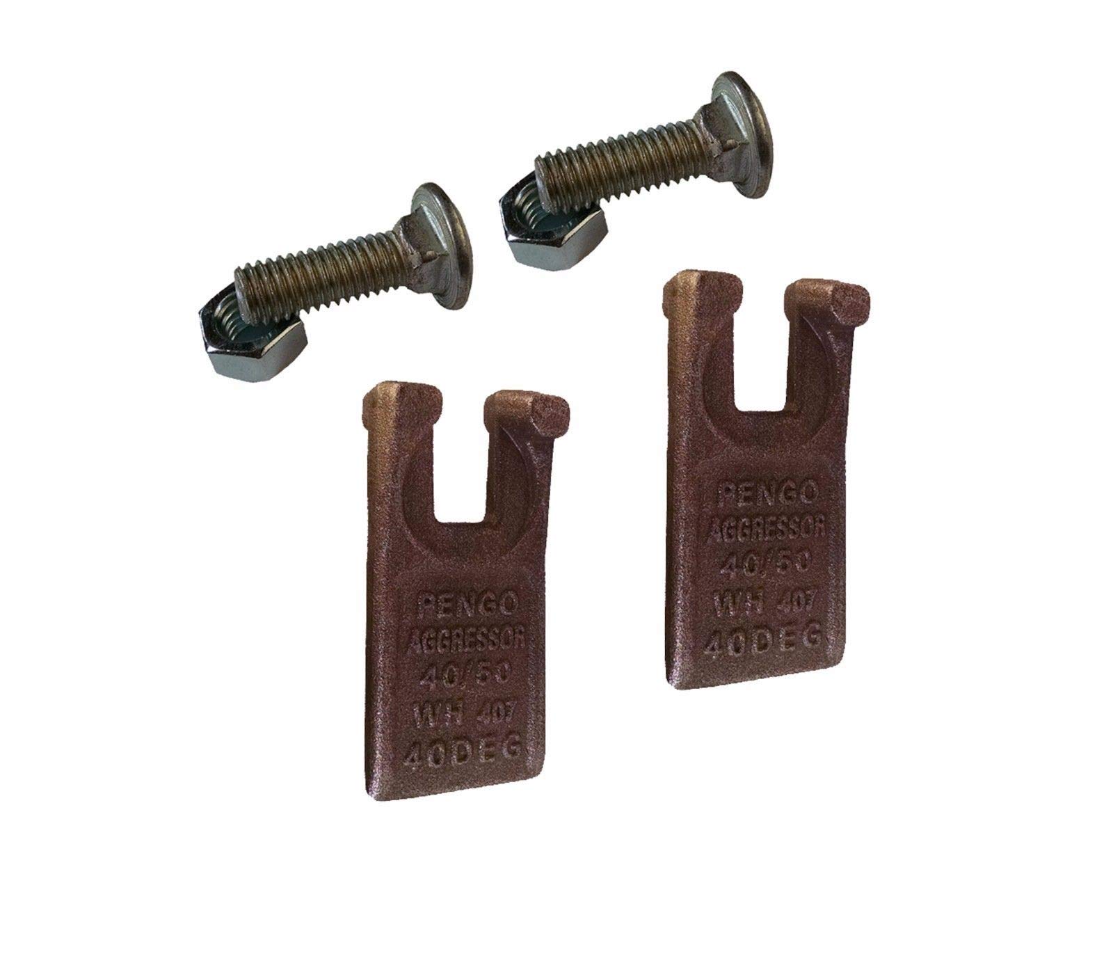2 Pack Pengo 40/50 Auger Teeth with Hardware Kit - Replacement Parts for Pengo Aggressor Augers - Perfect for Digging, Trenching & Construction Projects
