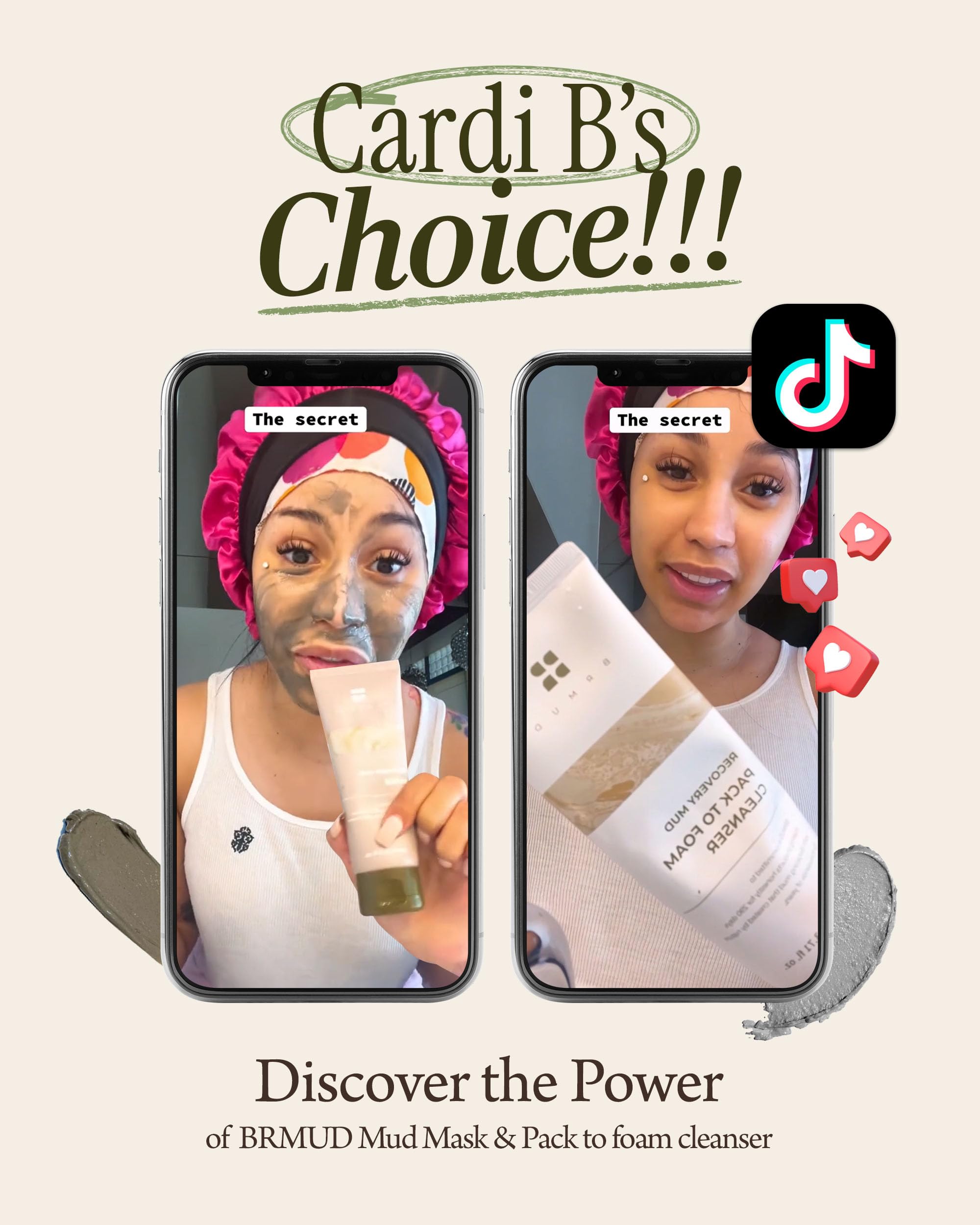 Cardi B Skin Care Bundle - Recovery Mud Clay Face Mask & Foaming Facial Cleanser | Korean K-Mud Mask for Deep Cleansing & Pore Refining | Perfect for Spa Night & Self-Care Routine